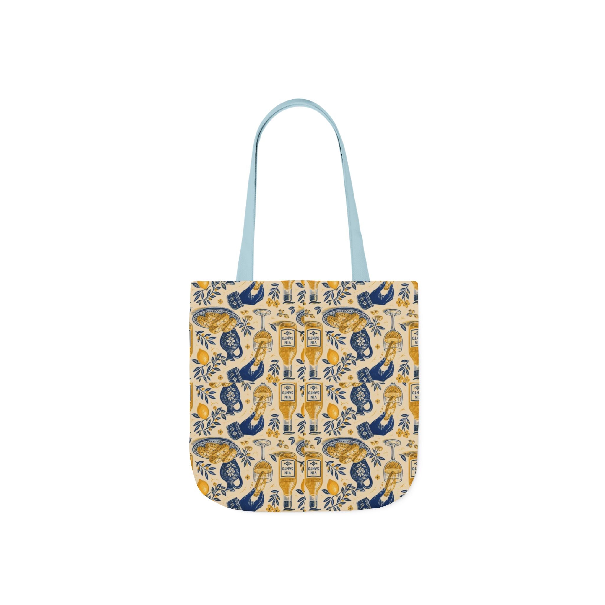 Biscotti & Vin Santo Canvas Tote Bag Mediterranean Kitchen Linocut Design Italian Cottagecore Gift