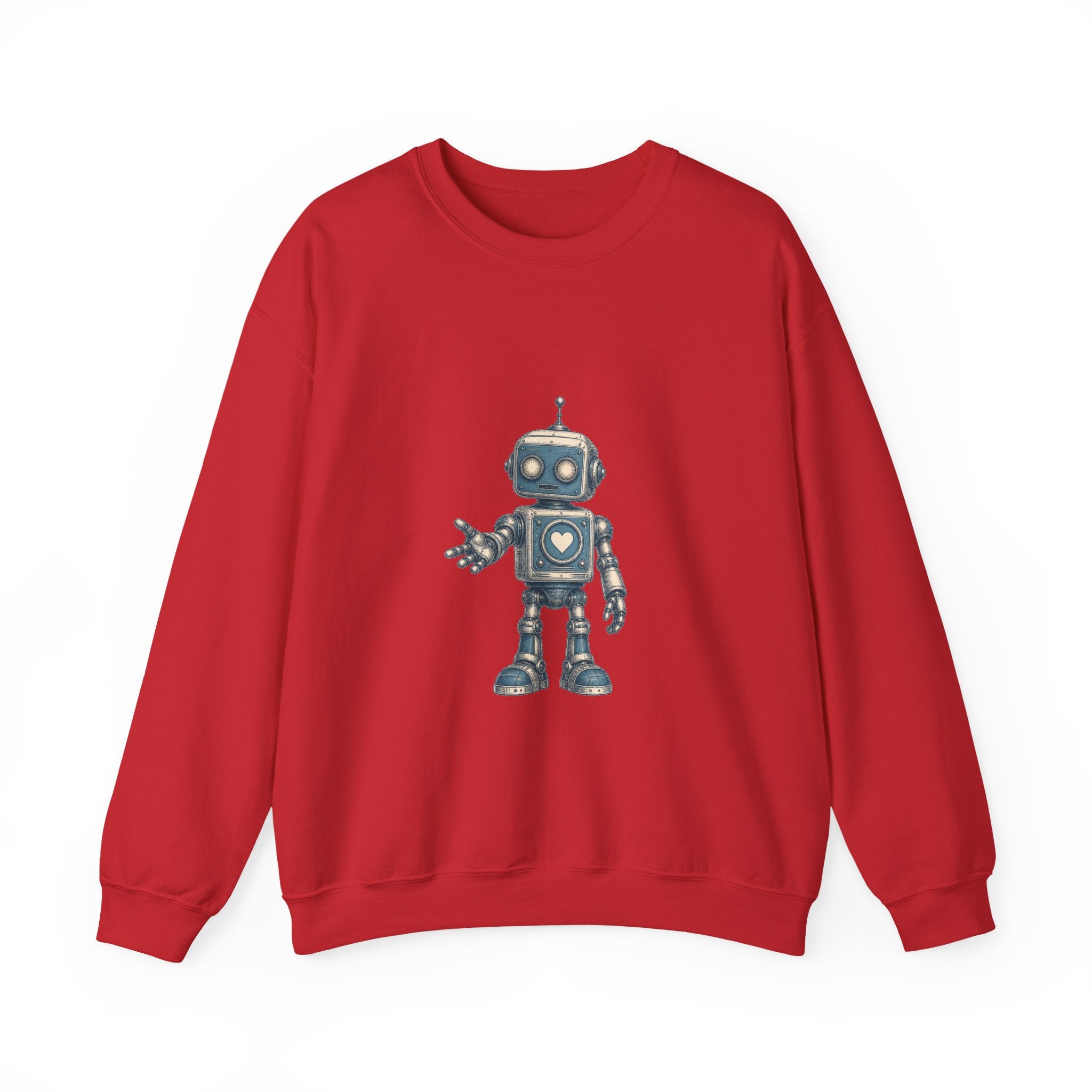 Matching Couple Sweatshirt - Robot & Heart Matching Couple Premium Fleece Sweatshirt Vintage Art His Hers Honeymoon Gift - Design A