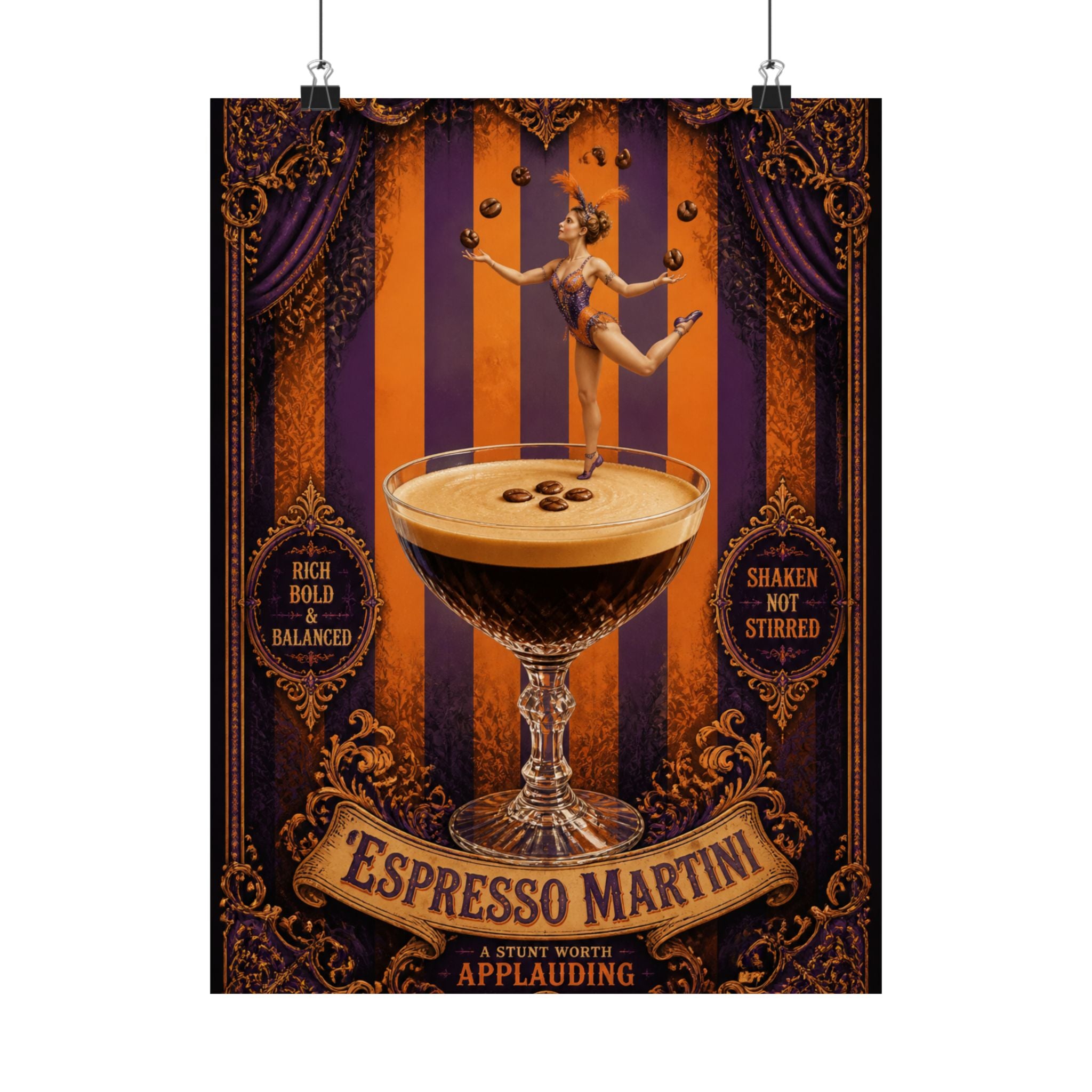 Espresso Martini Acrobat Wall Art Poster 18×24 Baroque Home Office Decor Maximalist Print