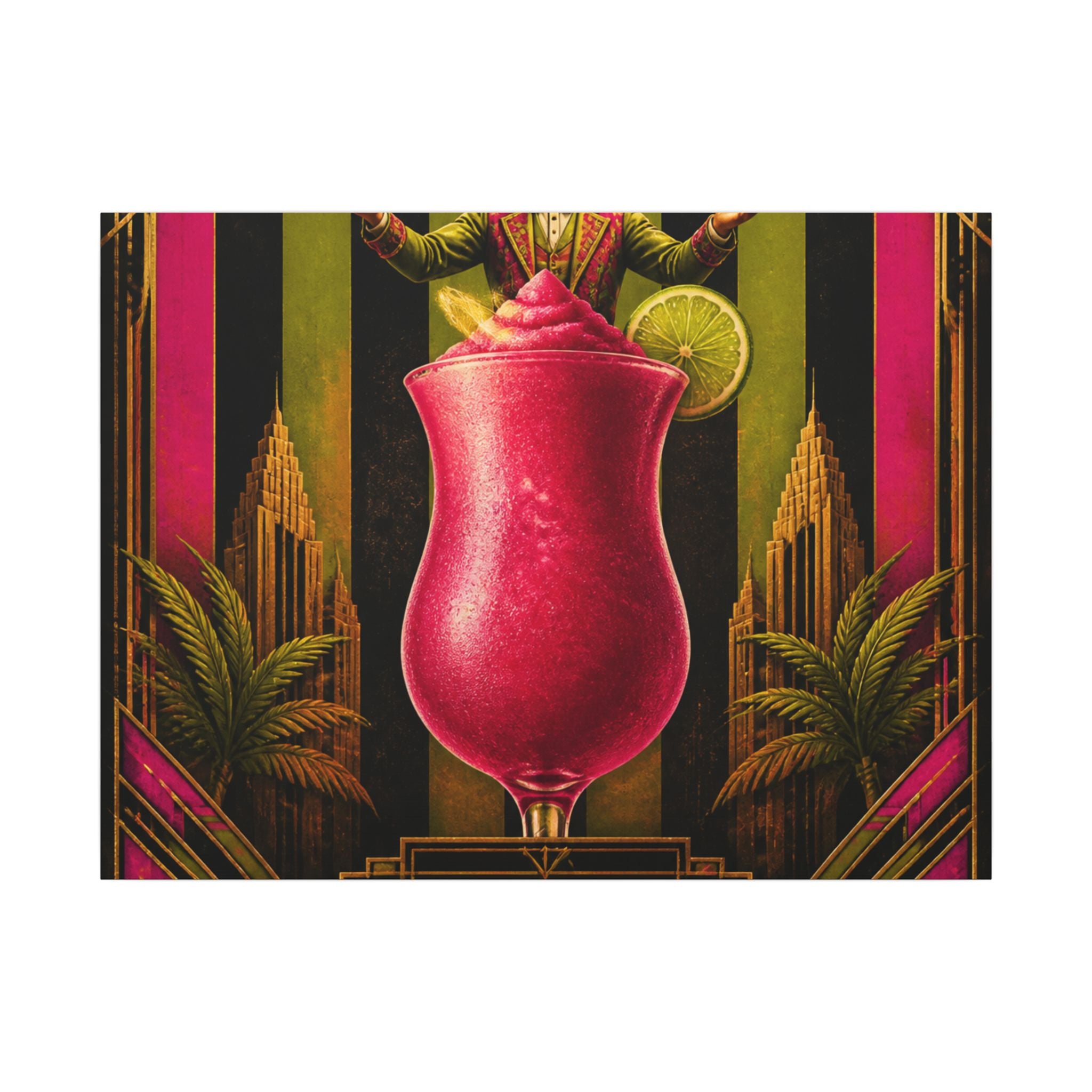 Daiquiri Fruit Juggler Wall Art Canvas 16×20 Art Deco Entryway Decor Maximalist Print
