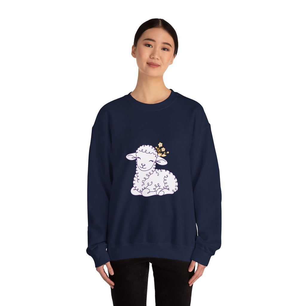 Matching Couple Sweatshirt - Lion & Lamb Matching Couple Comfort Colors Crew Minimalist Art His Hers Christmas Gift - Design B