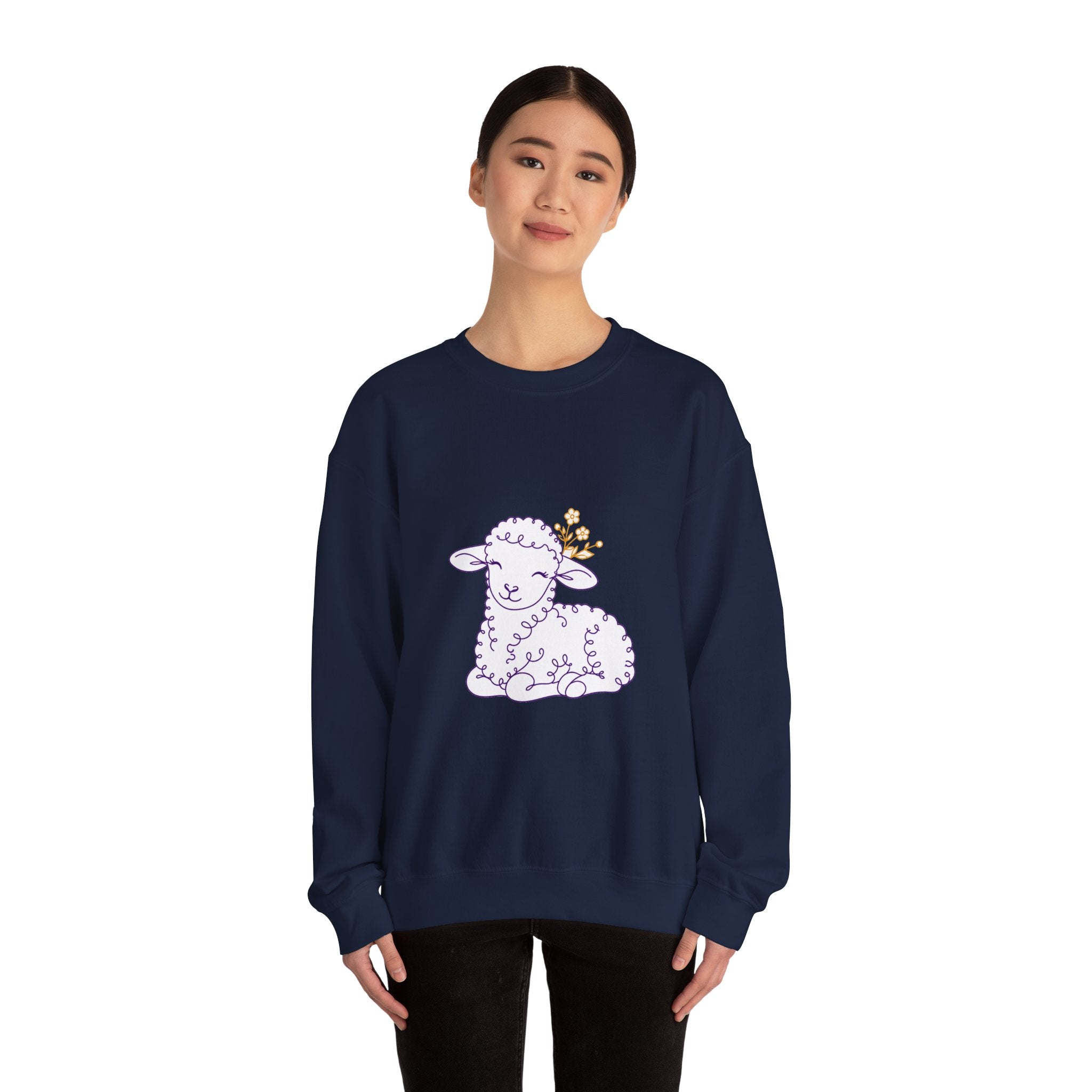 Matching Couple Sweatshirt - Lion & Lamb Matching Couple Comfort Colors Crew Minimalist Art His Hers Christmas Gift - Design B