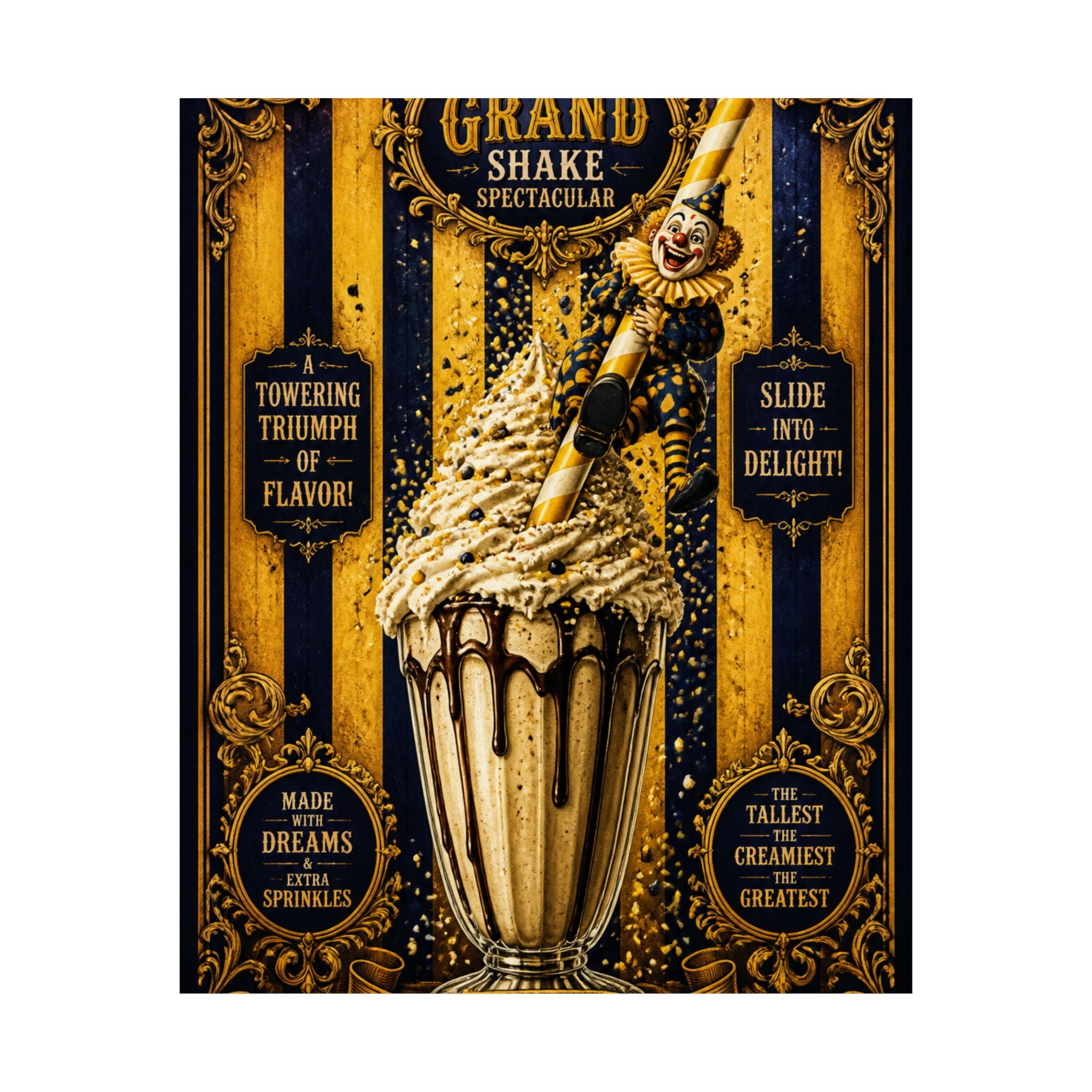 Milkshake Slide Clown Wall Art Poster 24×36 Baroque Studio Decor Maximalist Print