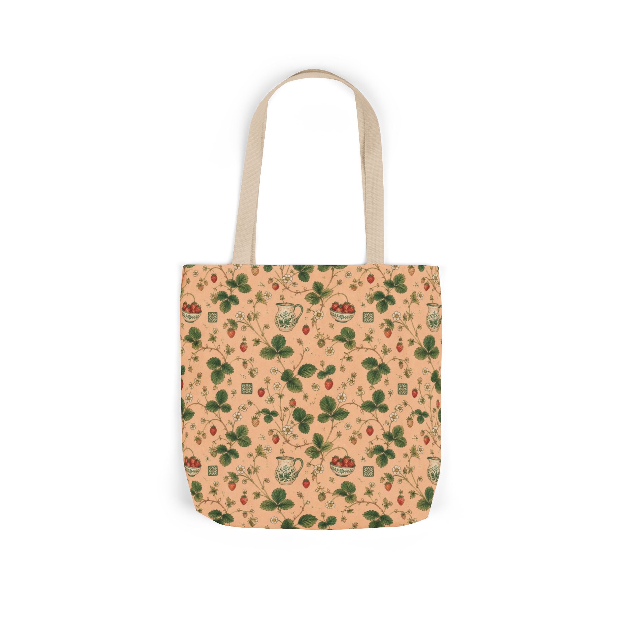 Wild Strawberries Canvas Tote Bag Mediterranean Kitchen Watercolor Design Italian Cottagecore Gift