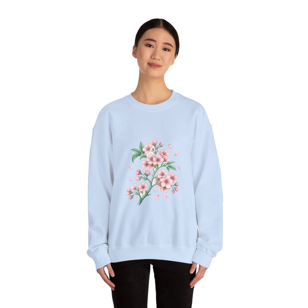 Matching Couple Sweatshirt - Cherry Blossom & Maple Leaf Matching Couple Premium Fleece Sweatshirt Vintage Art His Hers Honeymoon Gift - Design A
