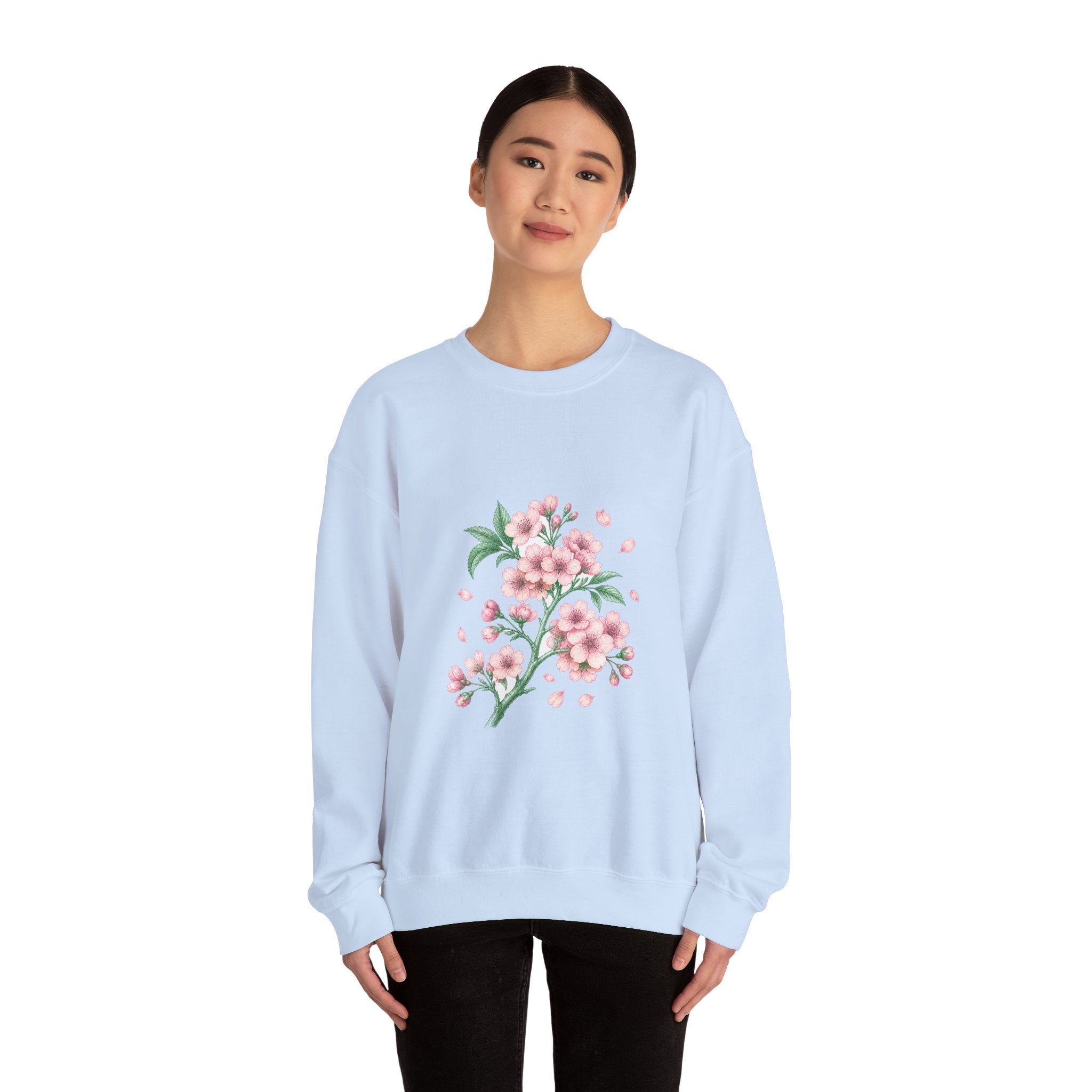 Matching Couple Sweatshirt - Cherry Blossom & Maple Leaf Matching Couple Premium Fleece Sweatshirt Vintage Art His Hers Honeymoon Gift - Design A