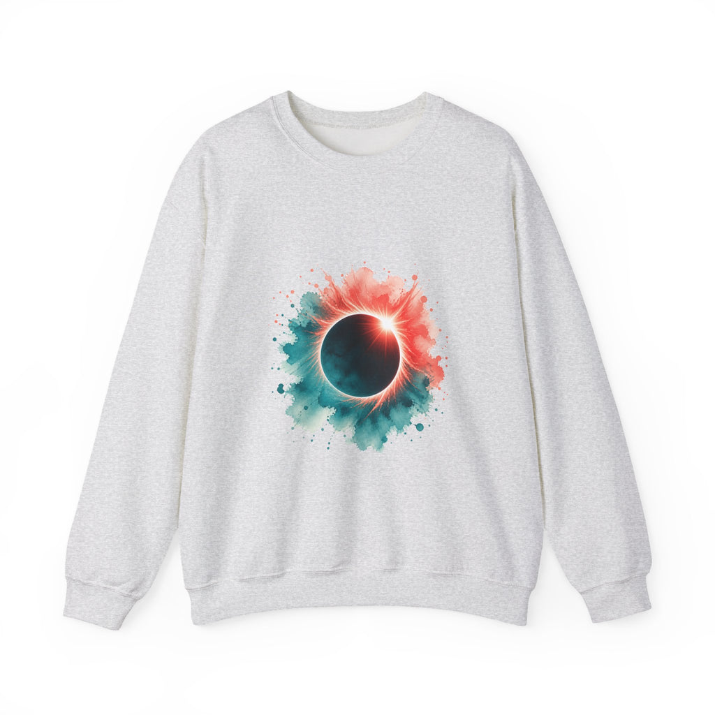 Matching Couple Sweatshirt - Solar & Lunar Eclipse Matching Couple Crewneck Sweatshirt Watercolor Art His Hers Engagement Gift - Design A