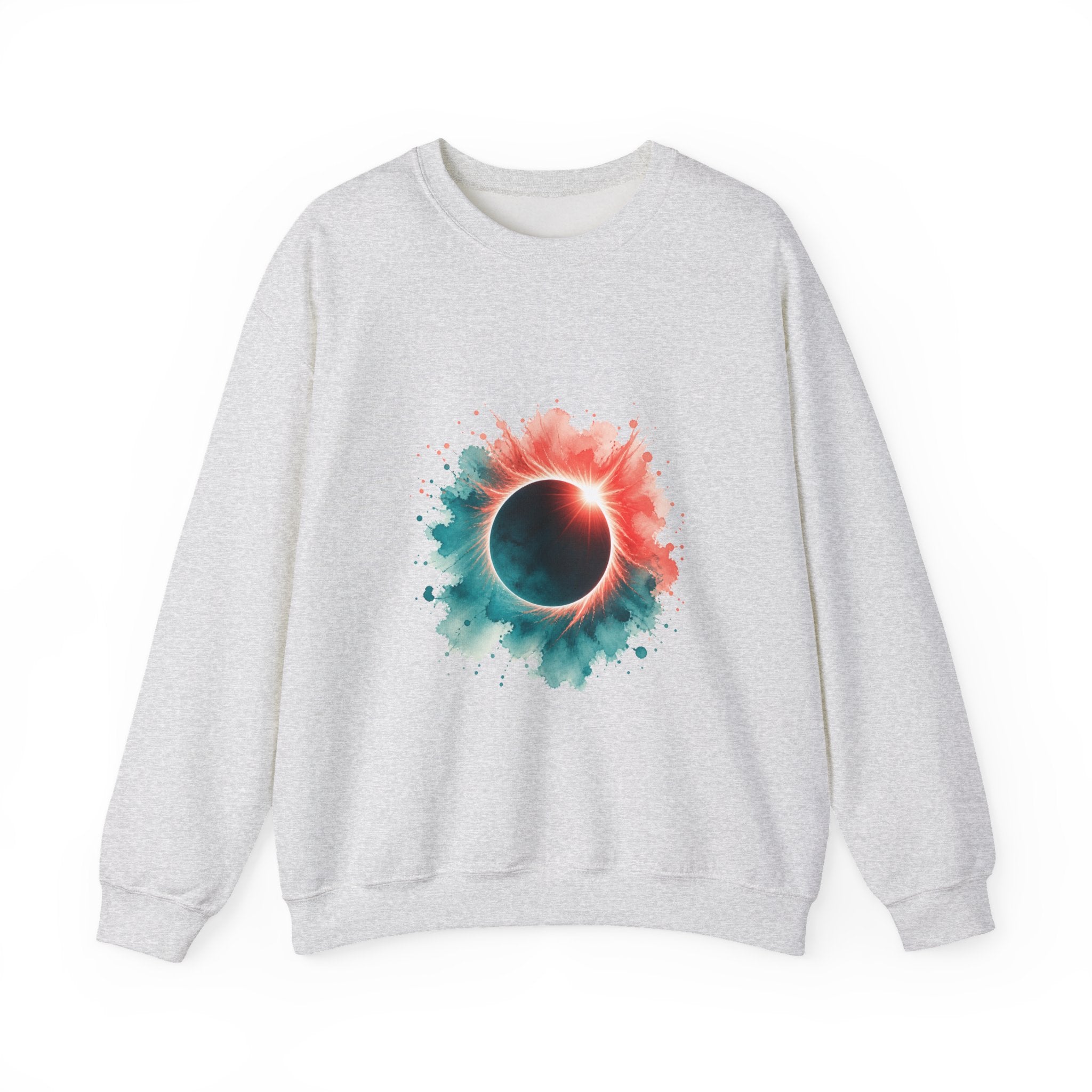 Matching Couple Sweatshirt - Solar & Lunar Eclipse Matching Couple Crewneck Sweatshirt Watercolor Art His Hers Engagement Gift - Design A