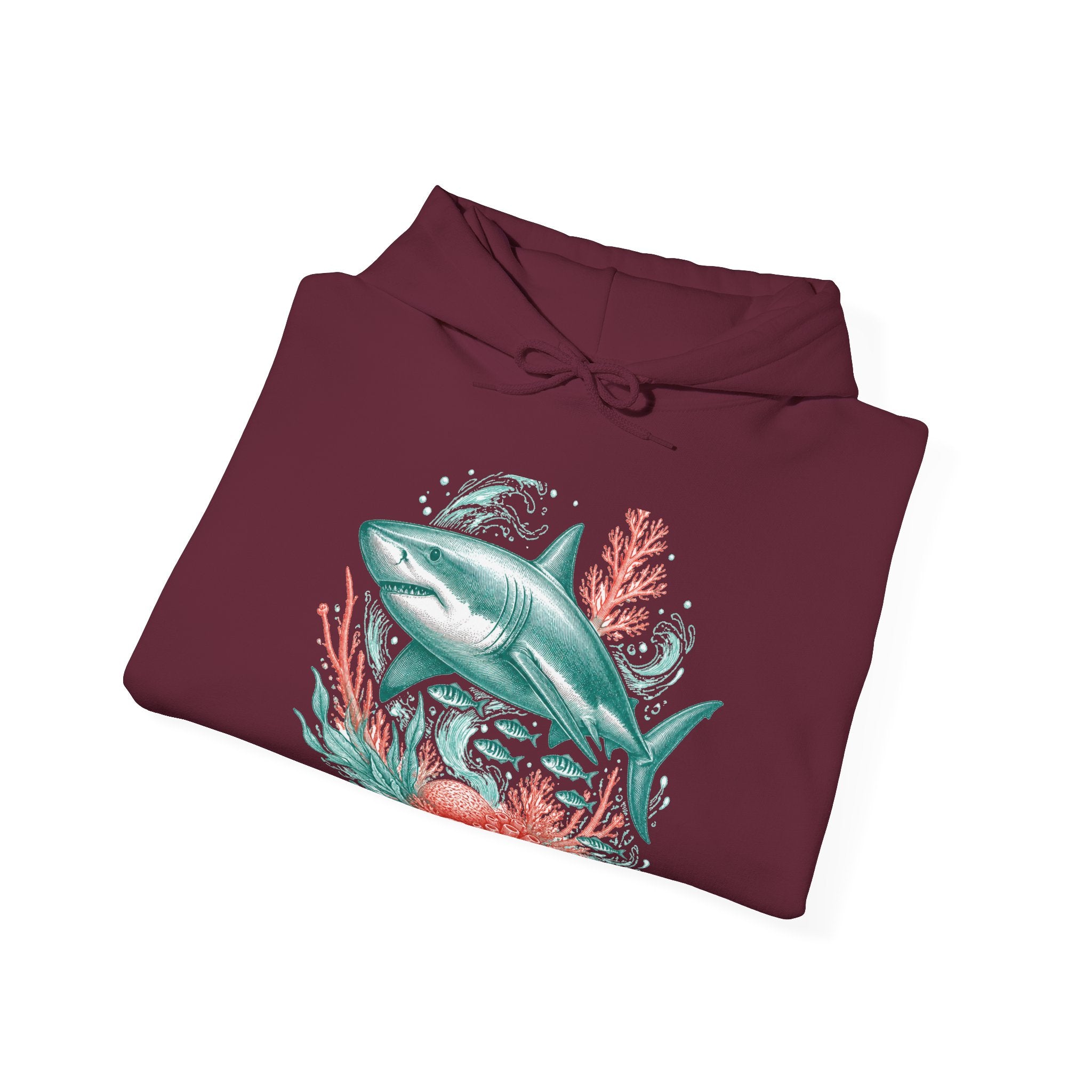 Matching Couple Sweatshirt - Shark & Dolphin Matching Couple Hooded Sweatshirt Vintage Art His Hers Wedding Gift - Design A