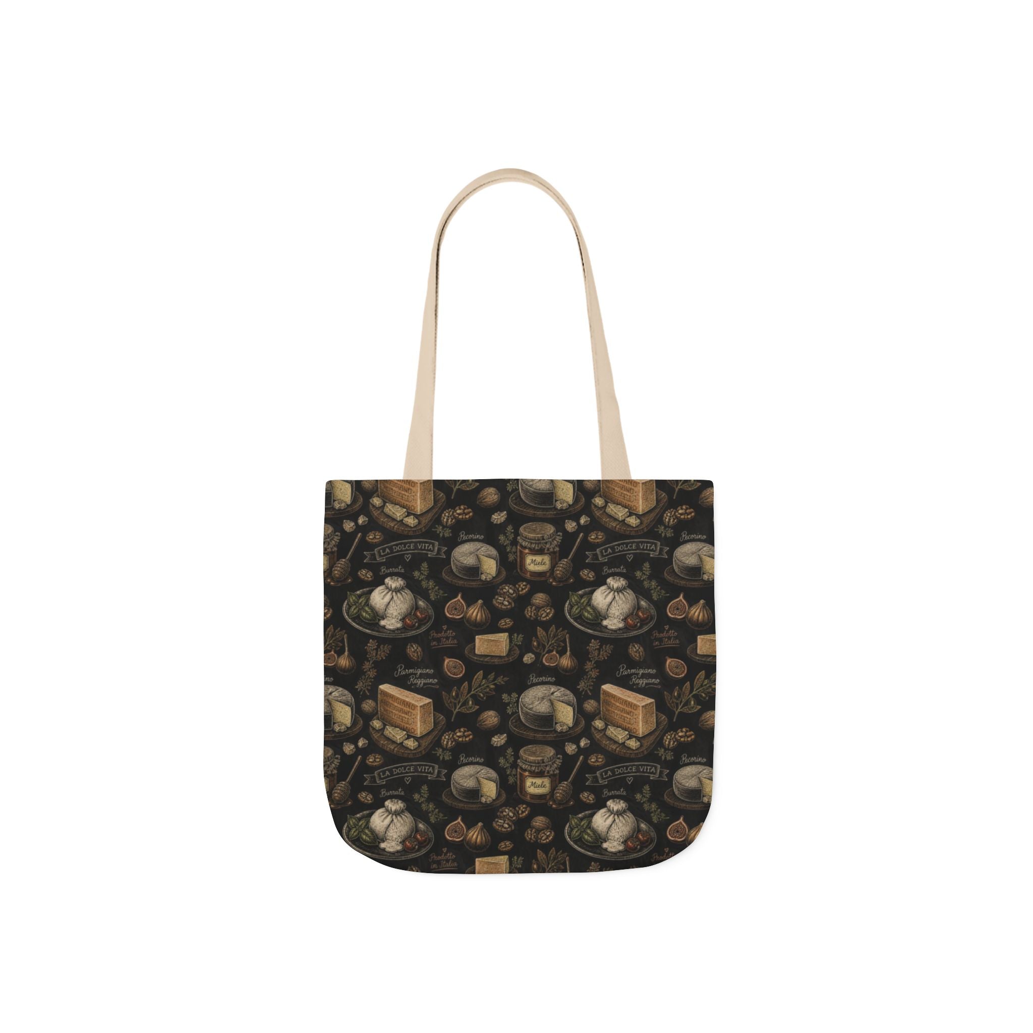 Italian Cheese Board Canvas Tote Bag Mediterranean Kitchen Chalk Art Design Italian Cottagecore Gift