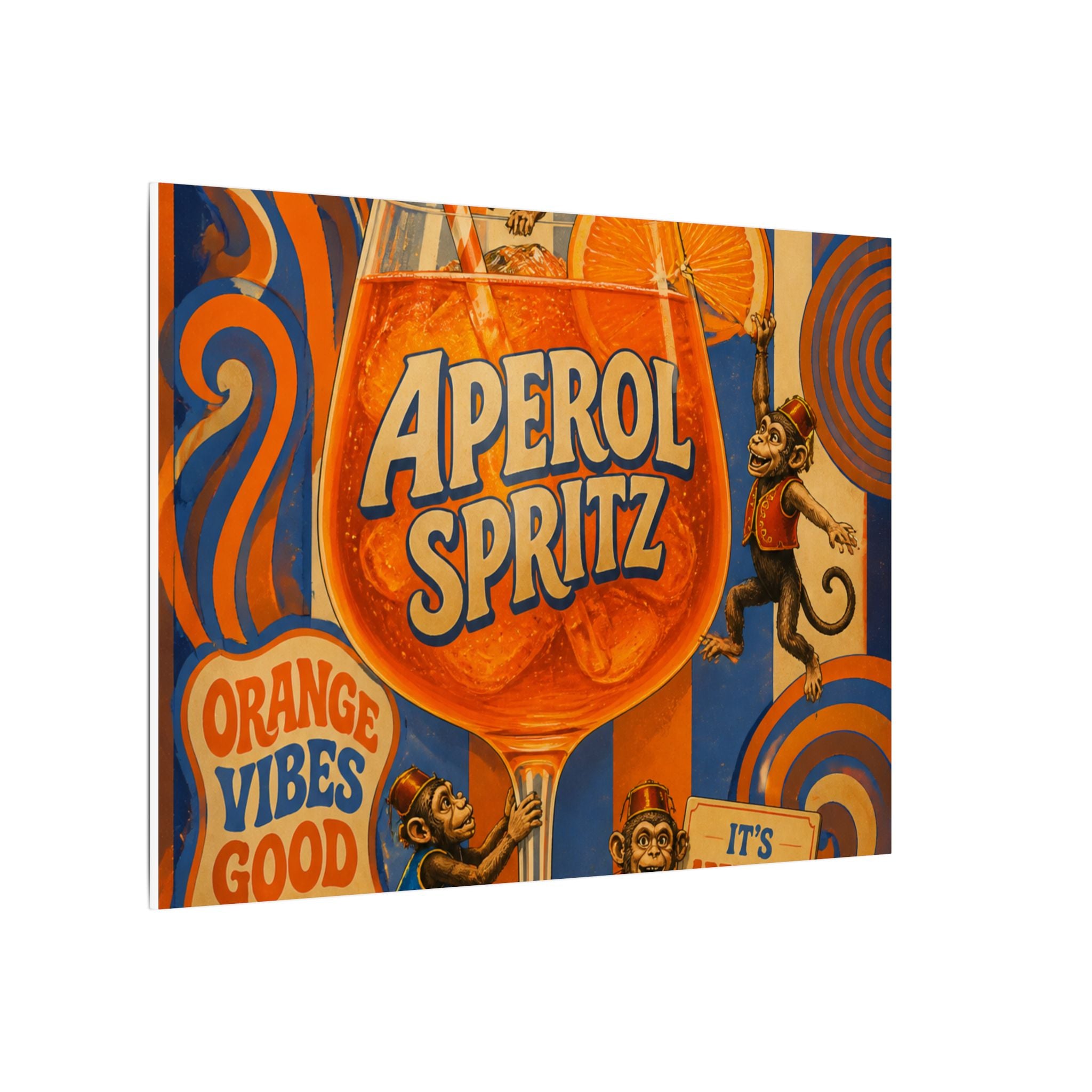 Aperol Spritz Monkeys Wall Art Canvas 24×36 Psychedelic Dining Room Decor Maximalist Print