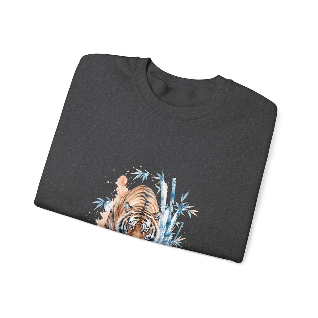 Matching Couple Sweatshirt - Tiger & Crane Matching Couple Comfort Colors Crew Watercolor Art His Hers Birthday Gift - Design A