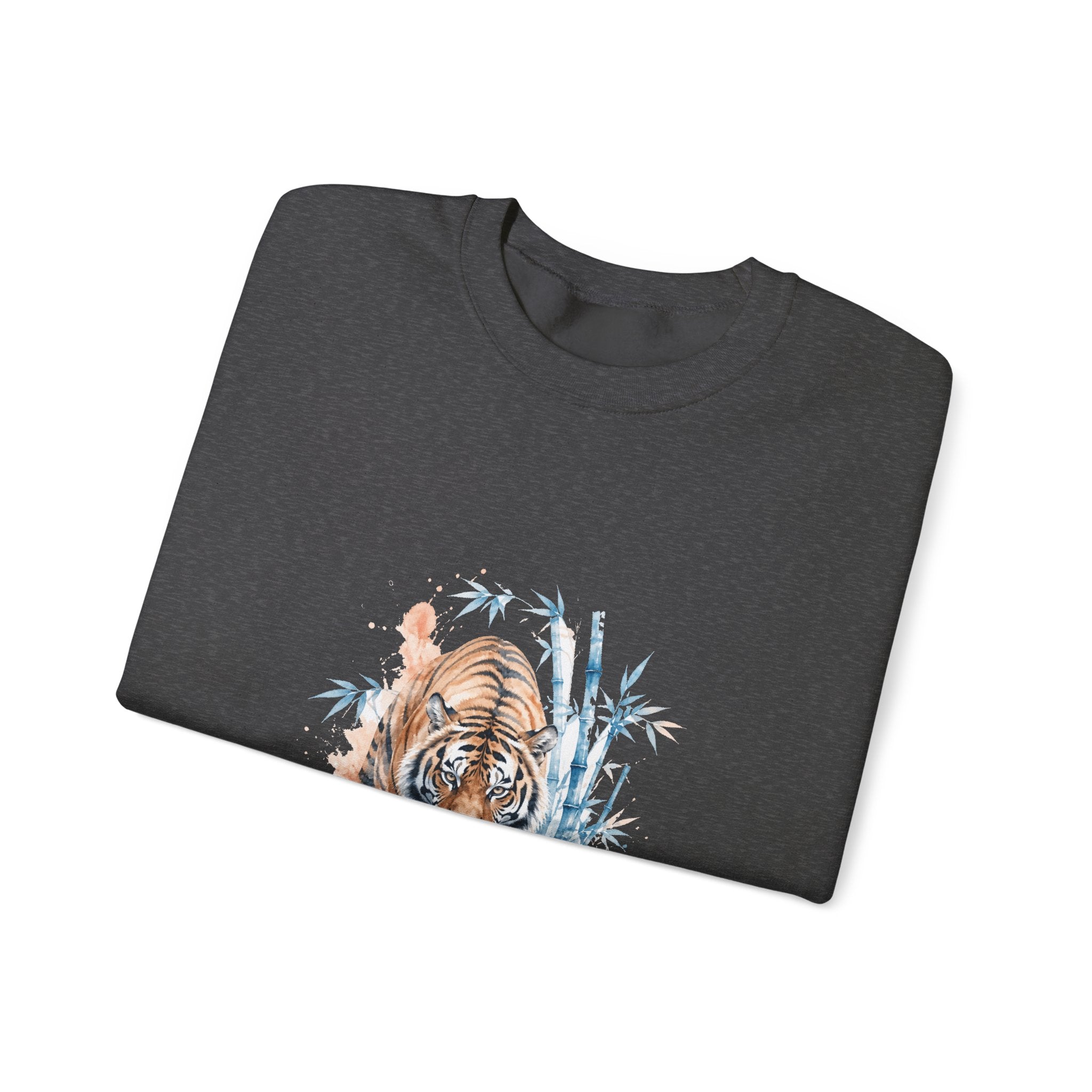 Matching Couple Sweatshirt - Tiger & Crane Matching Couple Comfort Colors Crew Watercolor Art His Hers Birthday Gift - Design A