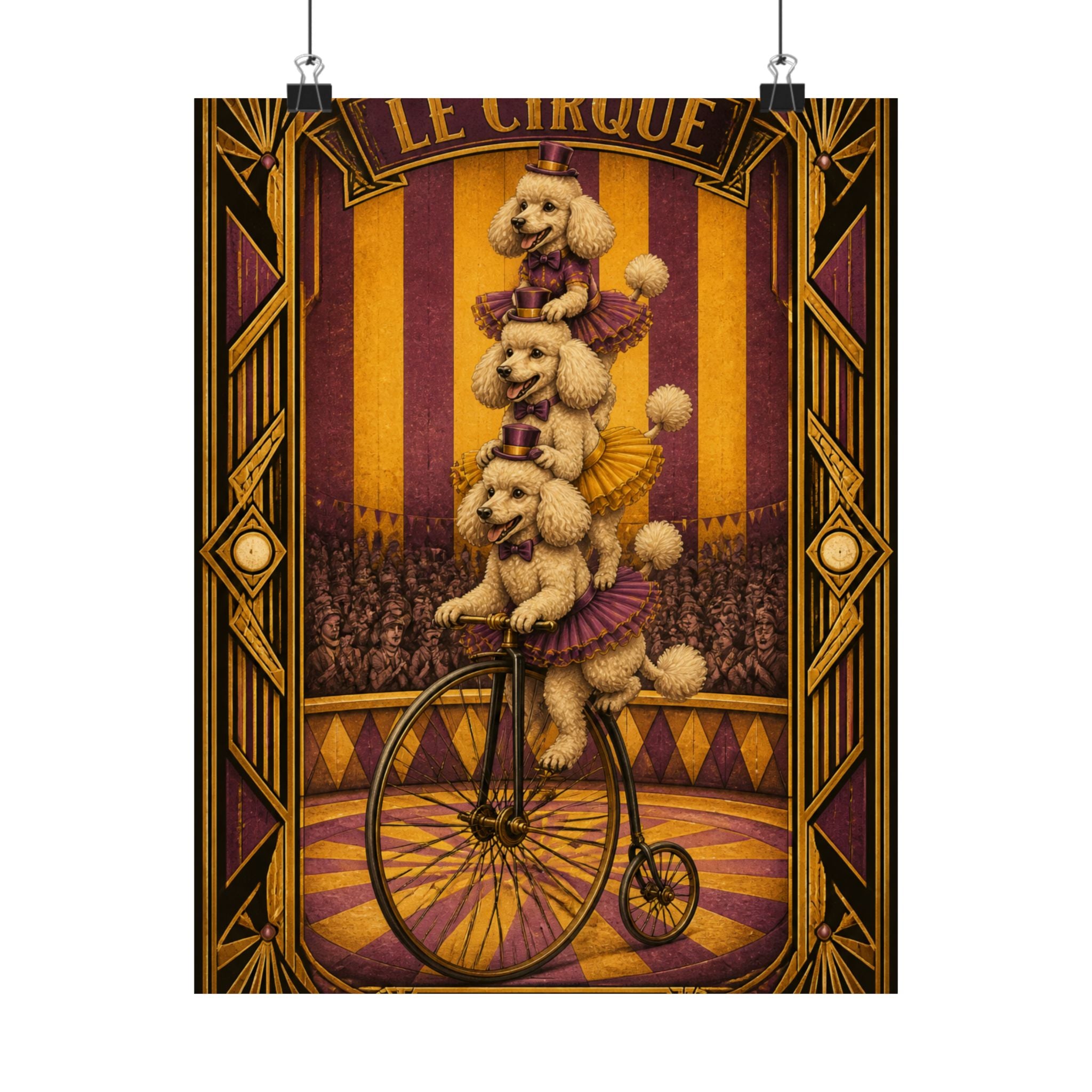 Poodle Stack Bicycle Wall Art Poster 18×24 Art Deco Entryway Decor Maximalist Print