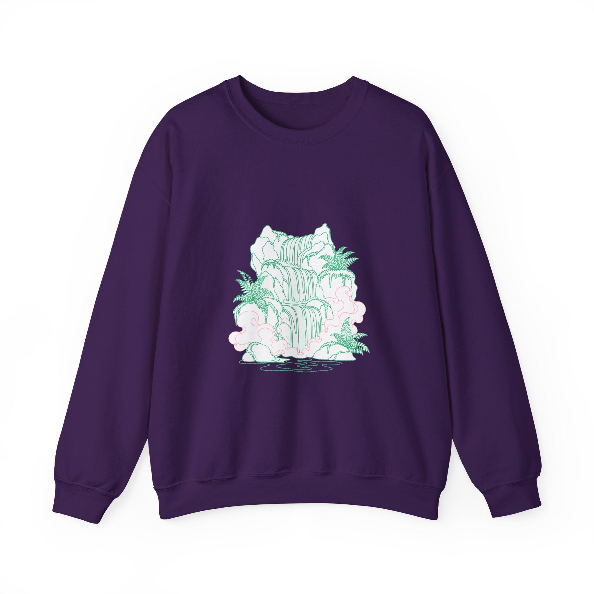 Matching Couple Sweatshirt - Wildfire & Waterfall Matching Couple Premium Fleece Sweatshirt Minimalist Art His Hers Christmas Gift - Design B