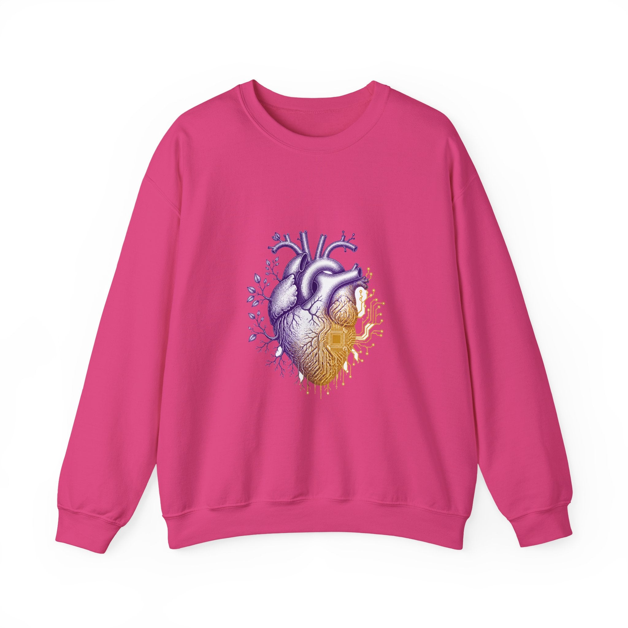 Matching Couple Sweatshirt - Robot & Heart Matching Couple Crewneck Sweatshirt Vintage Art His Hers Wedding Gift - Design B