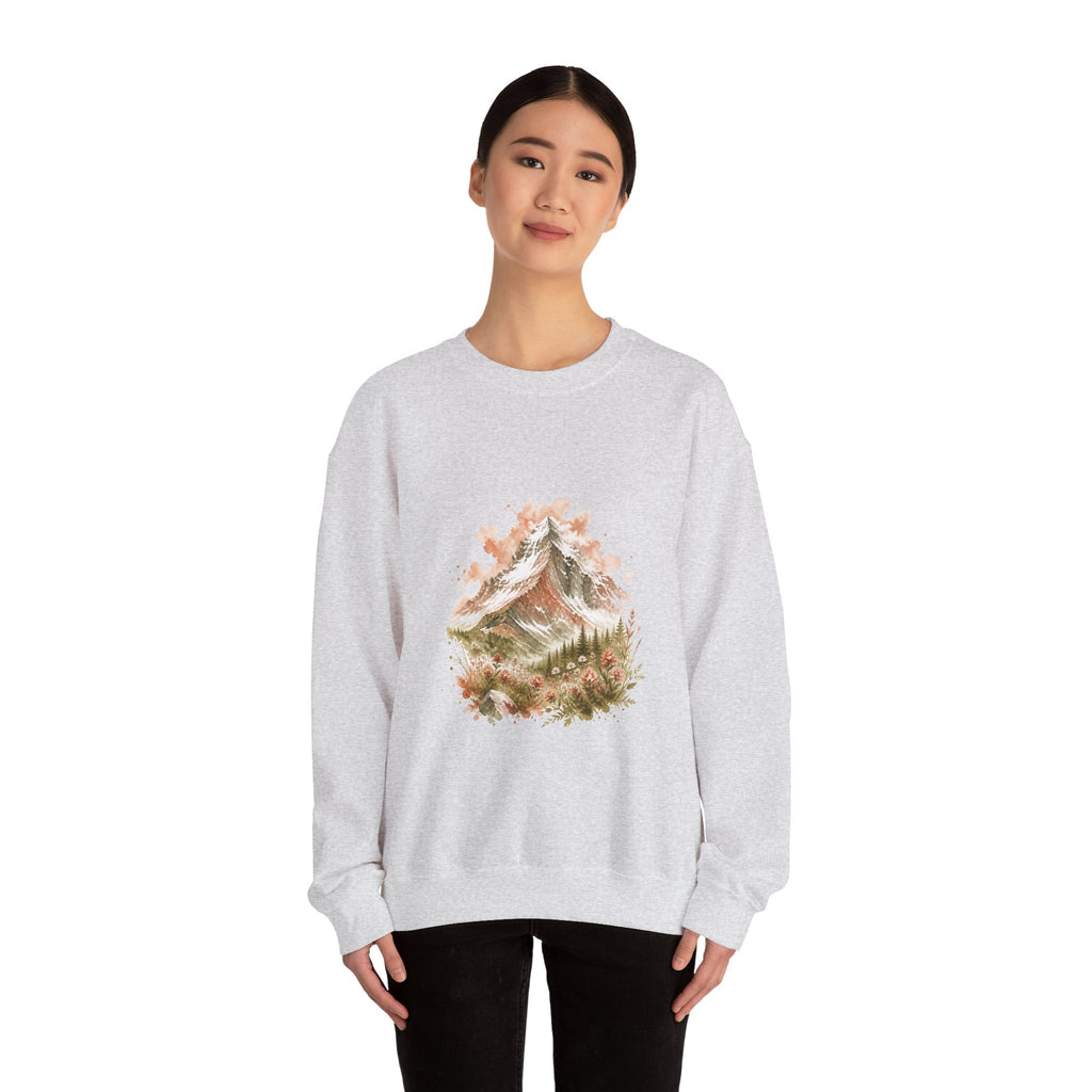 Matching Couple Sweatshirt - Mountain & Ocean Matching Couple Premium Fleece Sweatshirt Watercolor Art His Hers Birthday Gift - Design A