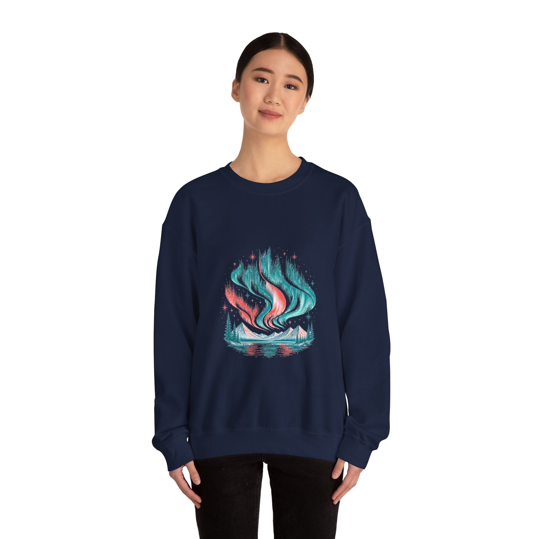 Matching Couple Sweatshirt - Aurora & Southern Cross Matching Couple Comfort Colors Crew Hand-Drawn Art His Hers Anniversary Gift - Design A