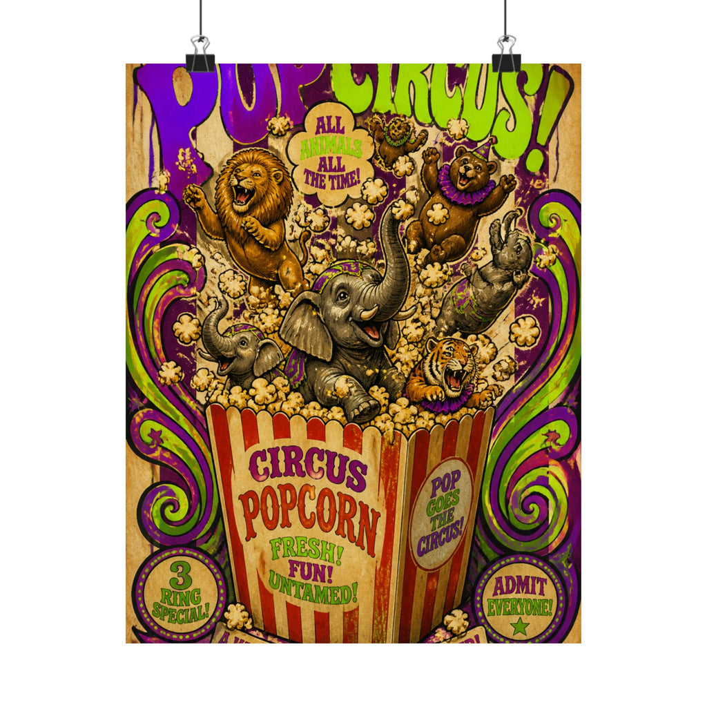 Popcorn Box Animals Wall Art Poster 18×24 Psychedelic Cafe Decor Maximalist Print