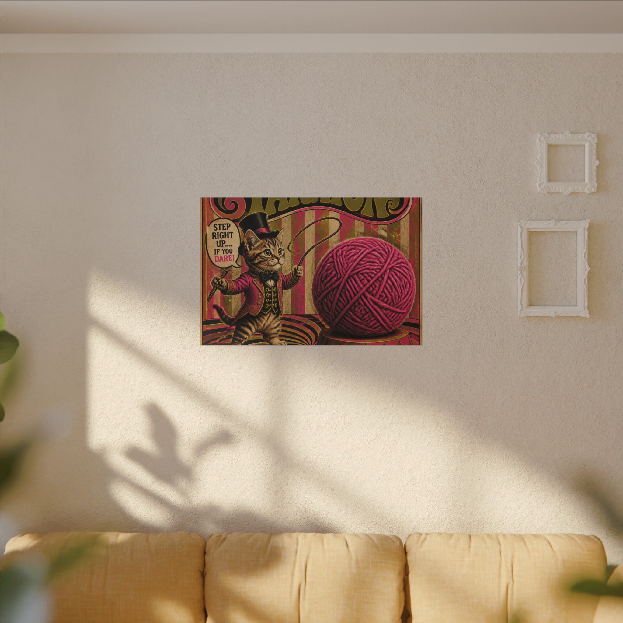 Cat Lion Tamer Wall Art Canvas 16×20 Psychedelic Cafe Decor Maximalist Print