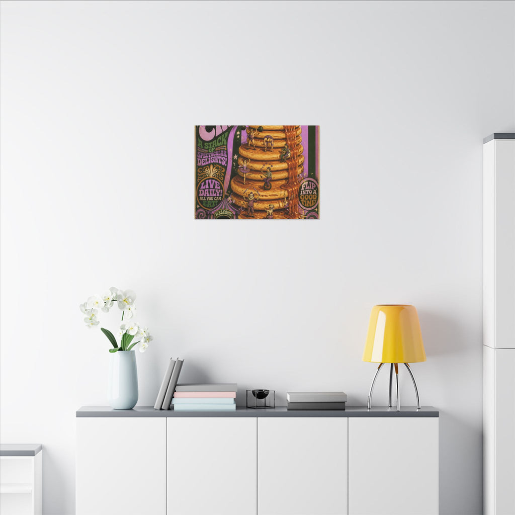 Pancake Stack Platform Wall Art Canvas 16×20 Psychedelic Cafe Decor Maximalist Print