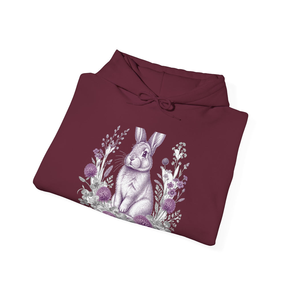 Matching Couple Sweatshirt - Fox & Rabbit Matching Couple Hooded Sweatshirt Vintage Art His Hers Wedding Gift - Design B