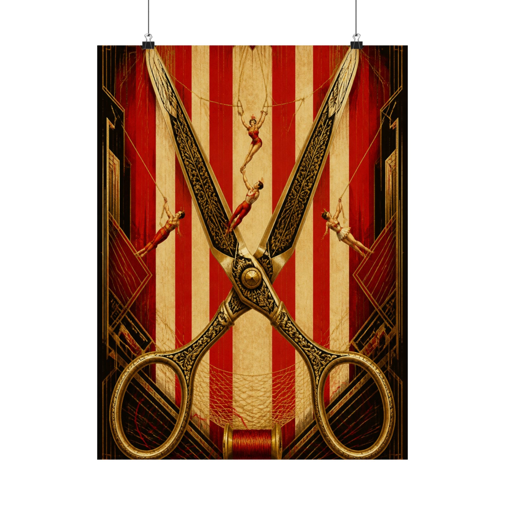 Giant Scissors Trapeze Wall Art Poster 18×24 Art Deco Entryway Decor Maximalist Print