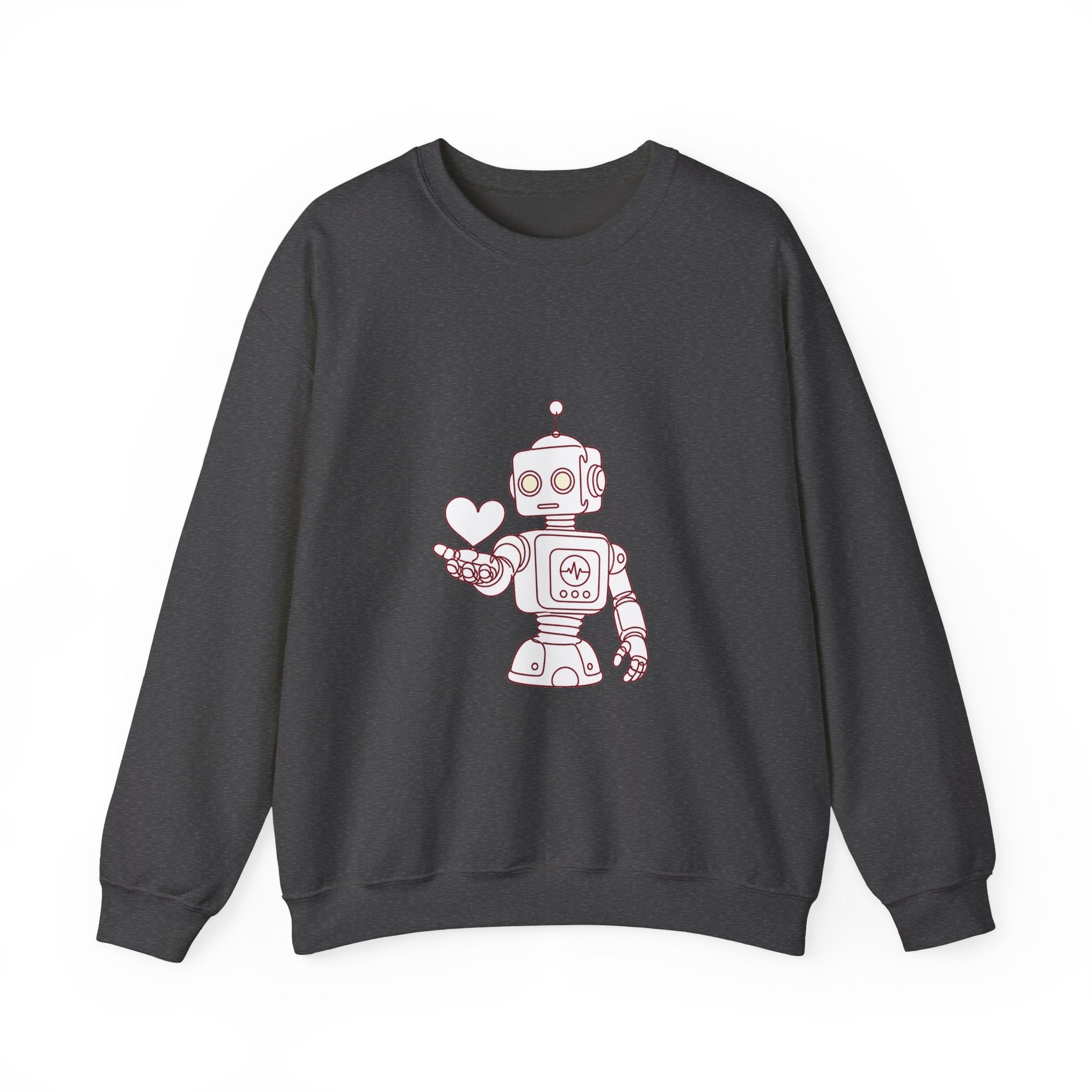 Matching Couple Sweatshirt - Robot & Heart Matching Couple Comfort Colors Crew Minimalist Art His Hers Christmas Gift - Design A