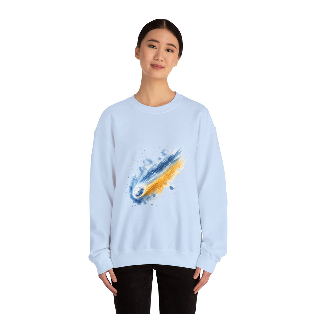 Matching Couple Sweatshirt - Comet & Asteroid Matching Couple Crewneck Sweatshirt Watercolor Art His Hers Engagement Gift - Design A