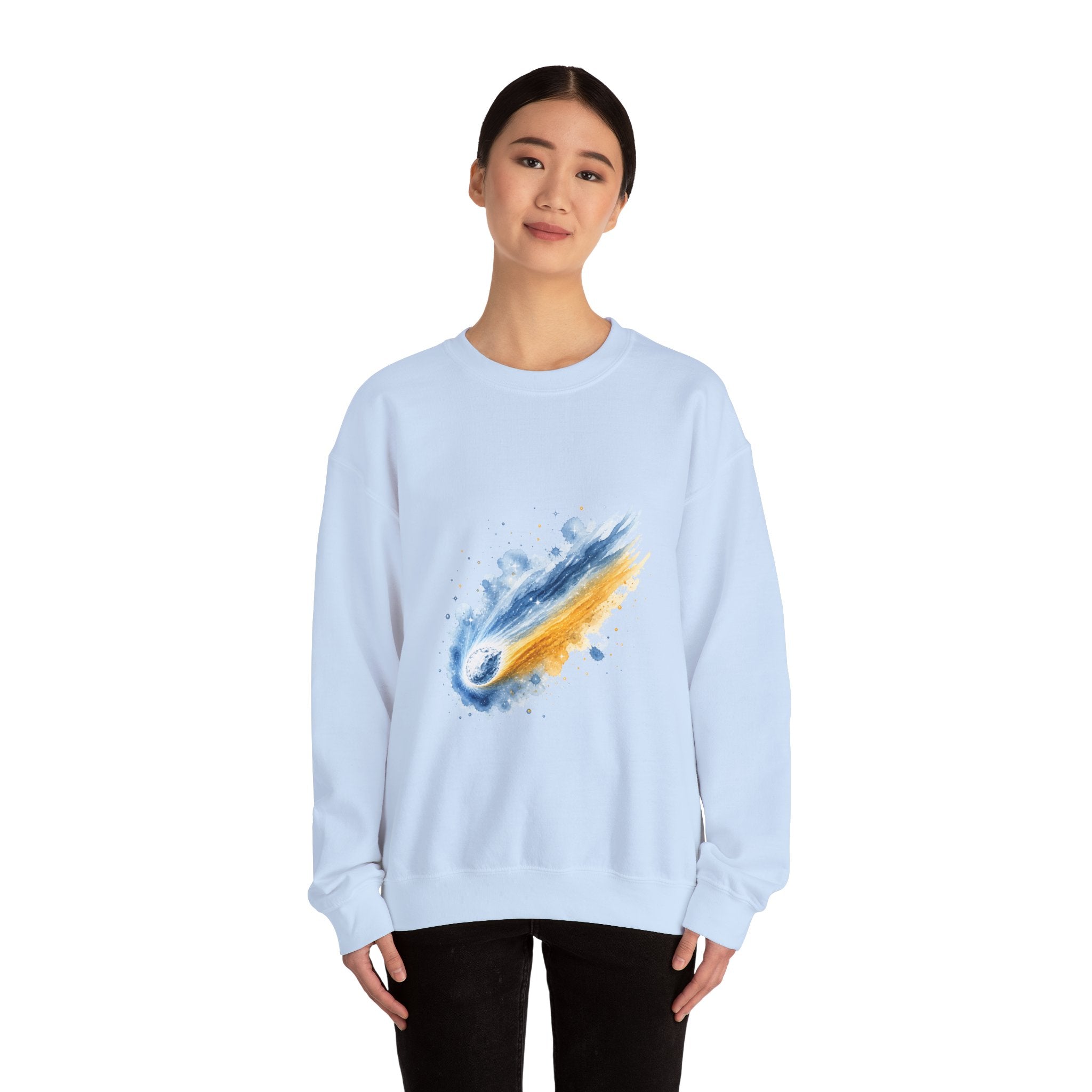Matching Couple Sweatshirt - Comet & Asteroid Matching Couple Crewneck Sweatshirt Watercolor Art His Hers Engagement Gift - Design A