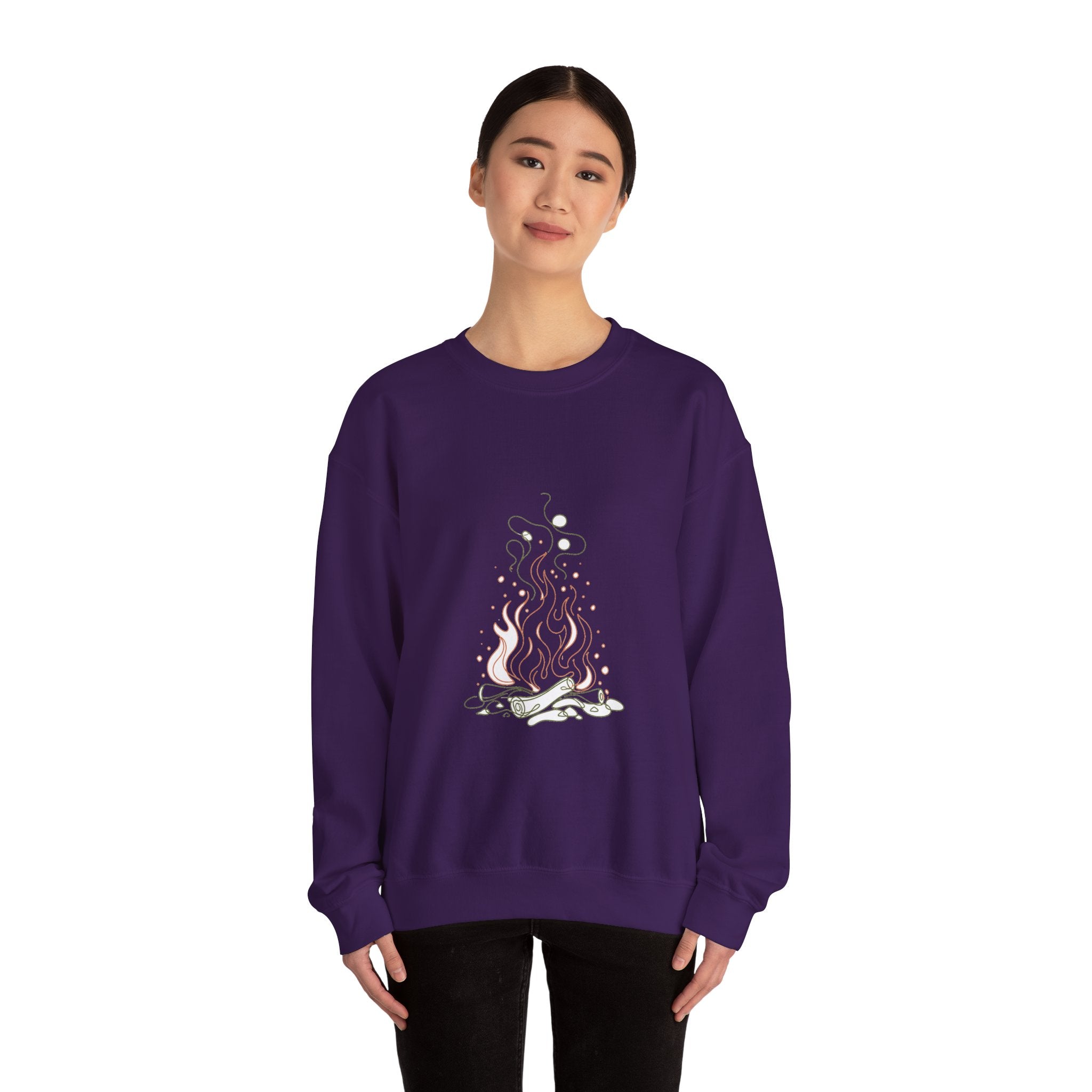 Matching Couple Sweatshirt - Wildfire & Waterfall Matching Couple Comfort Colors Crew Minimalist Art His Hers Christmas Gift - Design A