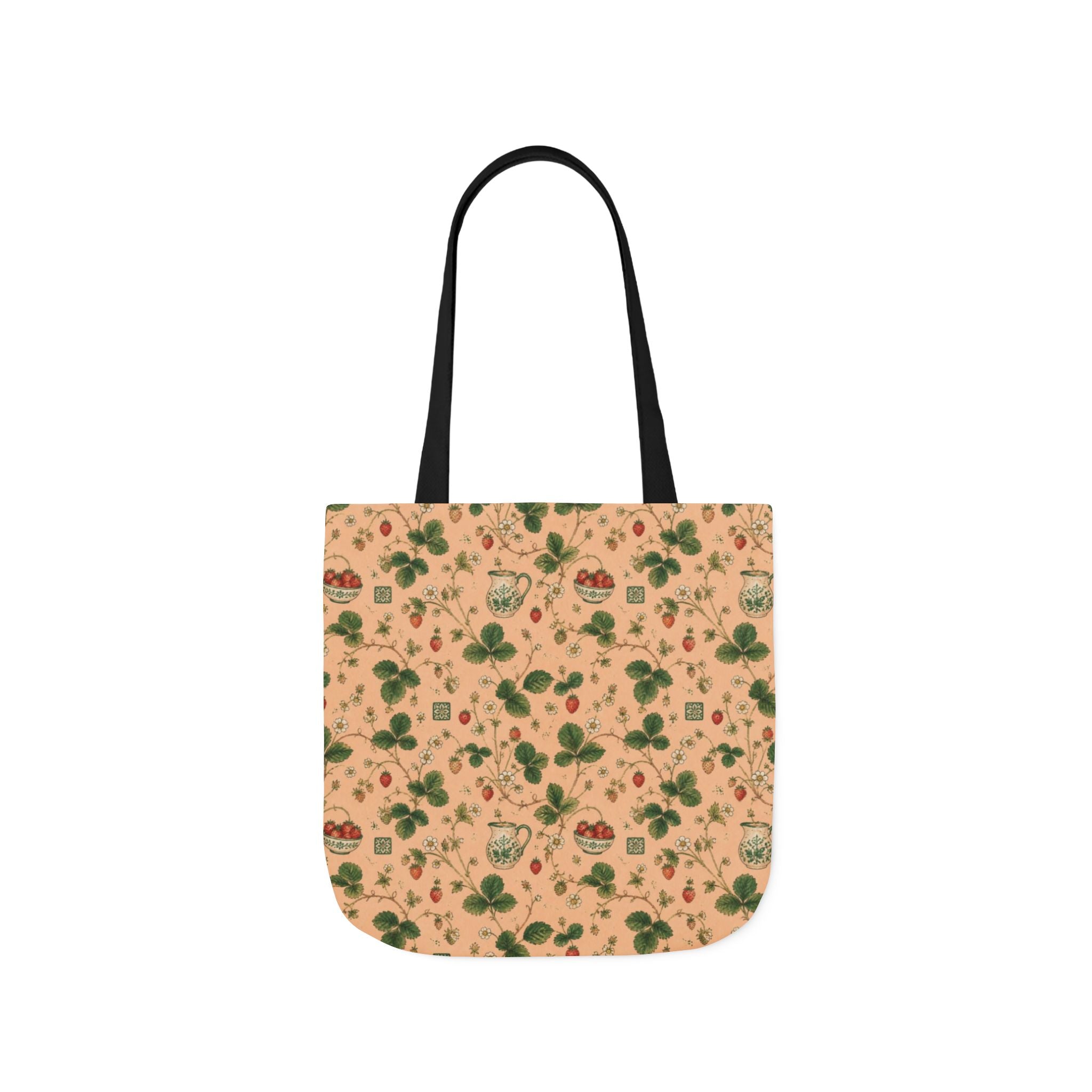 Wild Strawberries Canvas Tote Bag Mediterranean Kitchen Watercolor Design Italian Cottagecore Gift