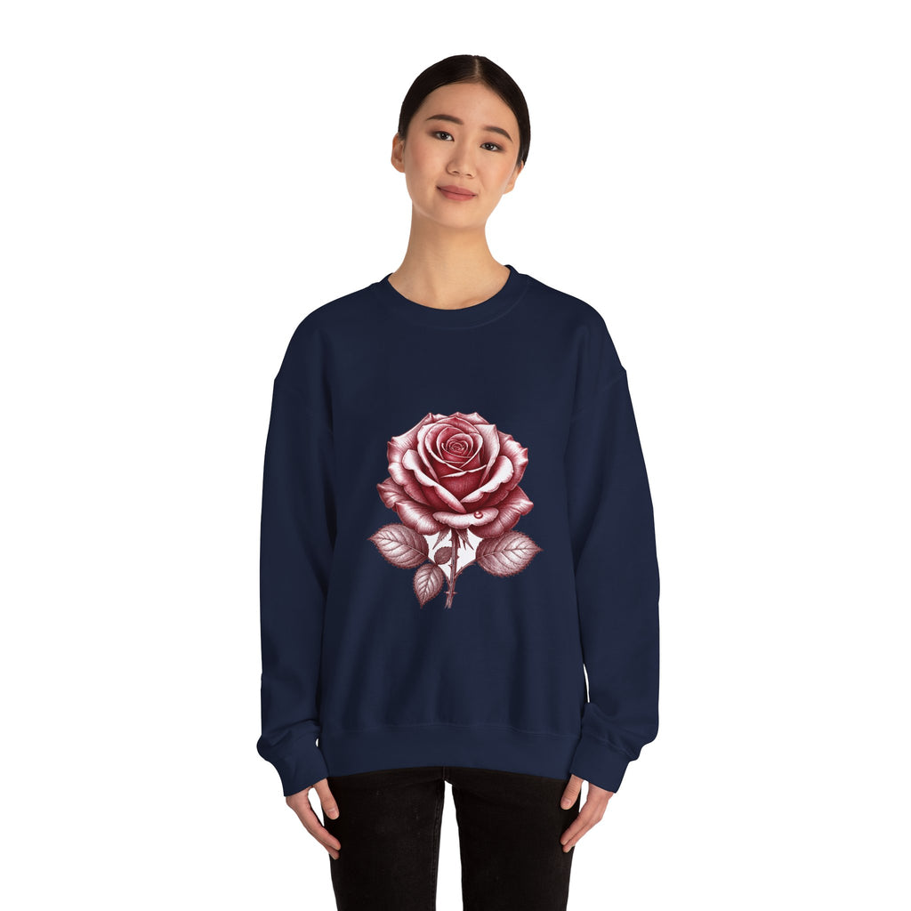 Matching Couple Sweatshirt - Rose & Thorn Matching Couple Crewneck Sweatshirt Hand-Drawn Art His Hers Best Friend Gift - Design A
