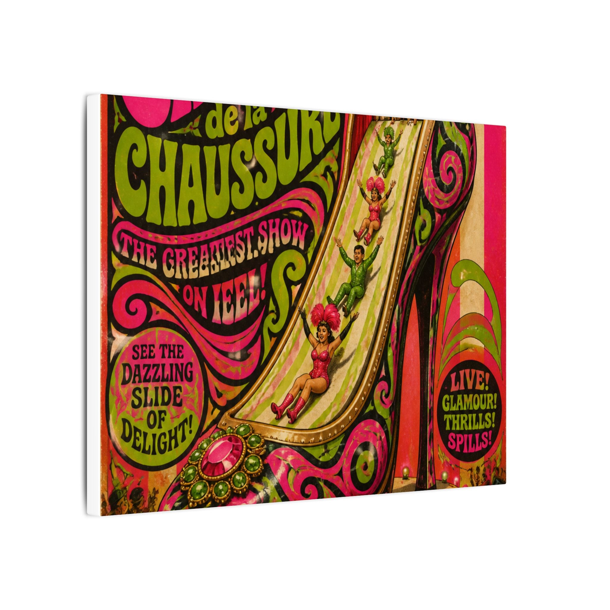 High Heel Slide Wall Art Canvas 24×36 Psychedelic Dining Room Decor Maximalist Print