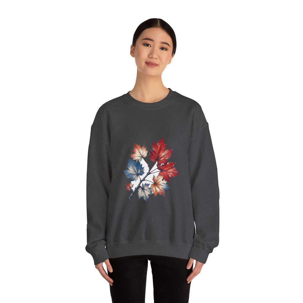 Matching Couple Sweatshirt - Cherry Blossom & Maple Leaf Matching Couple Crewneck Sweatshirt Hand-Drawn Art His Hers Best Friend Gift - Design B
