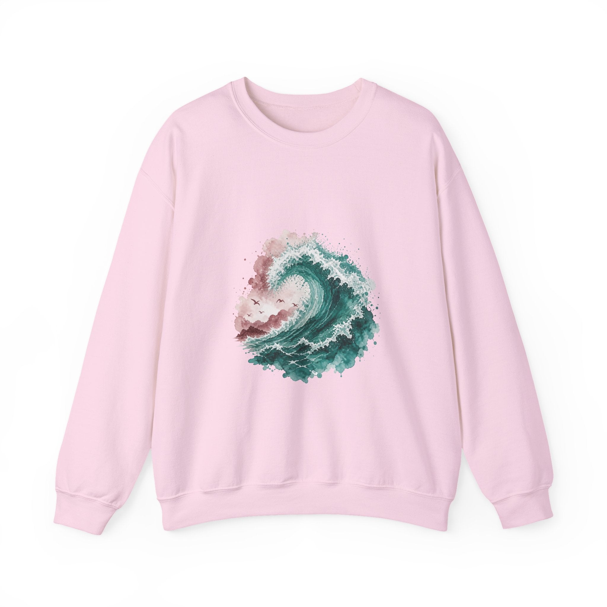 Matching Couple Sweatshirt - Mountain & Ocean Matching Couple Crewneck Sweatshirt Watercolor Art His Hers Engagement Gift - Design B