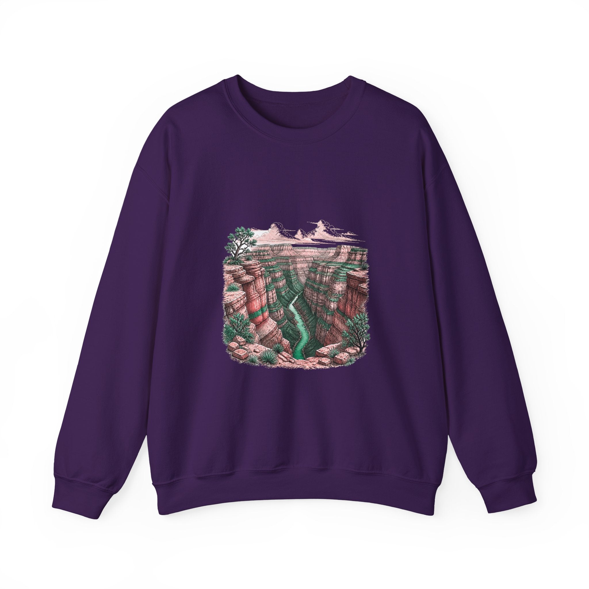 Matching Couple Sweatshirt - Lavender Fields & Canyon Matching Couple Comfort Colors Crew Hand-Drawn Art His Hers Anniversary Gift - Design B