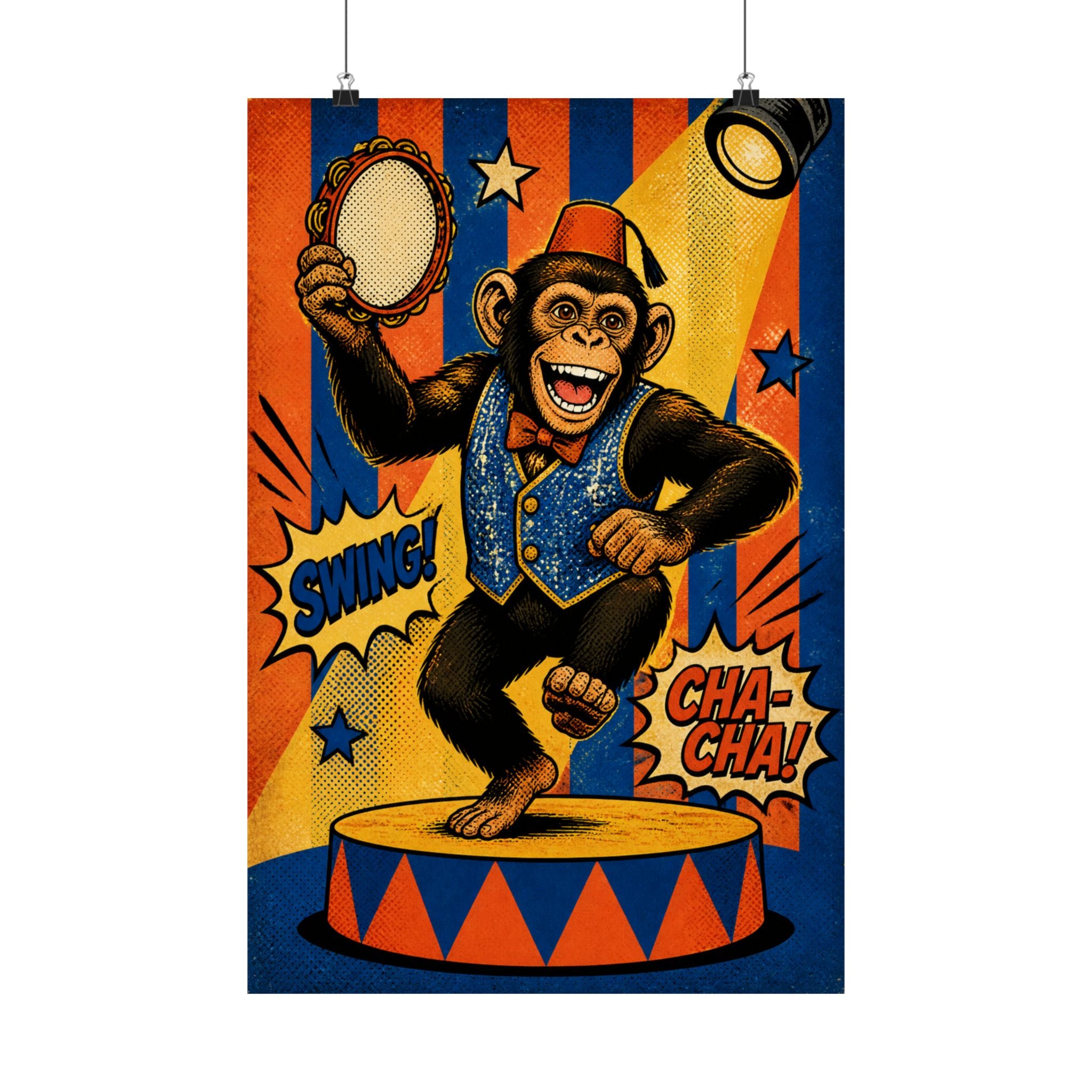 Dancing Monkey Wall Art Poster 18×24 Pop Art Living Room Decor Maximalist Print