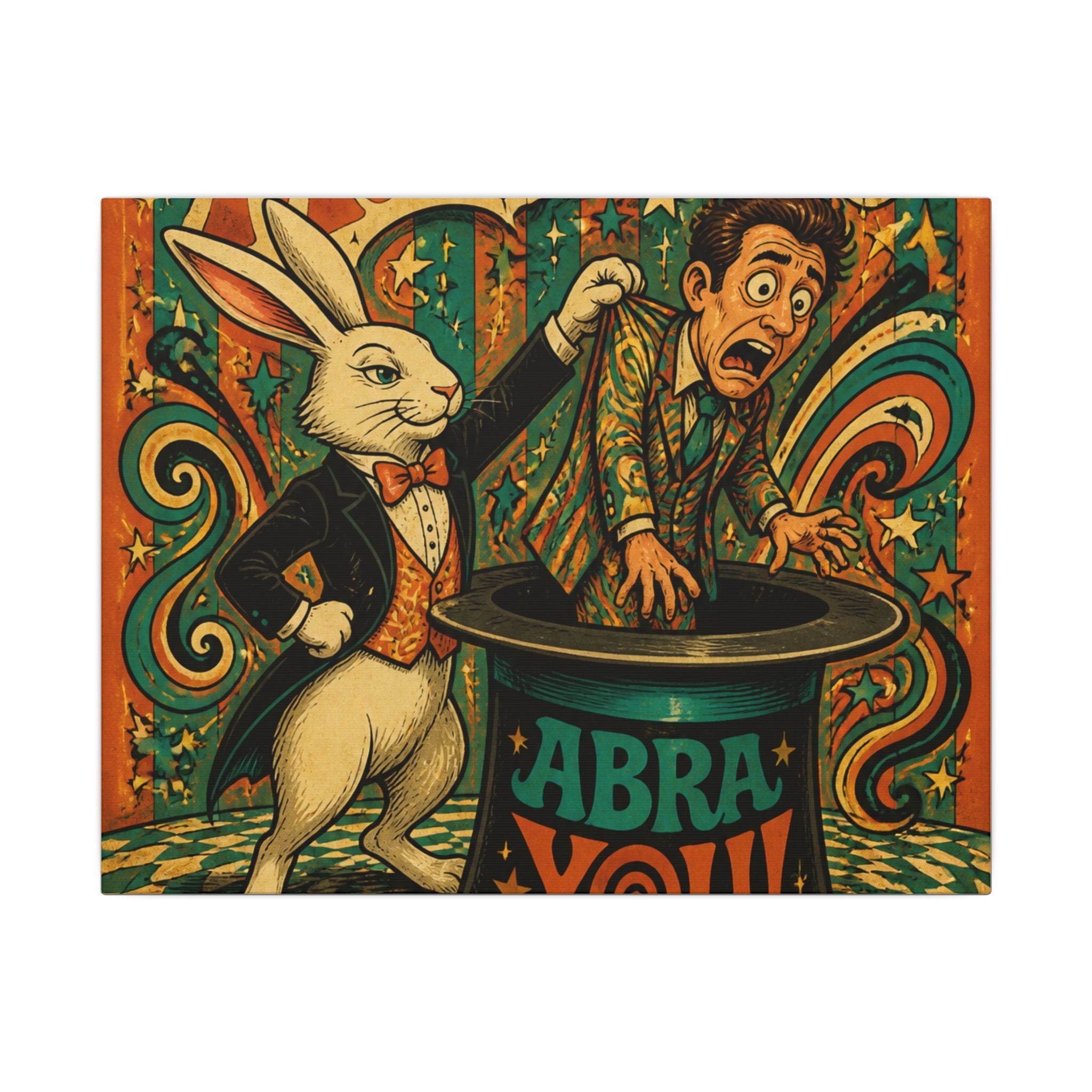 Magic Hat Rabbit Wall Art Canvas 16×20 Psychedelic Cafe Decor Maximalist Print