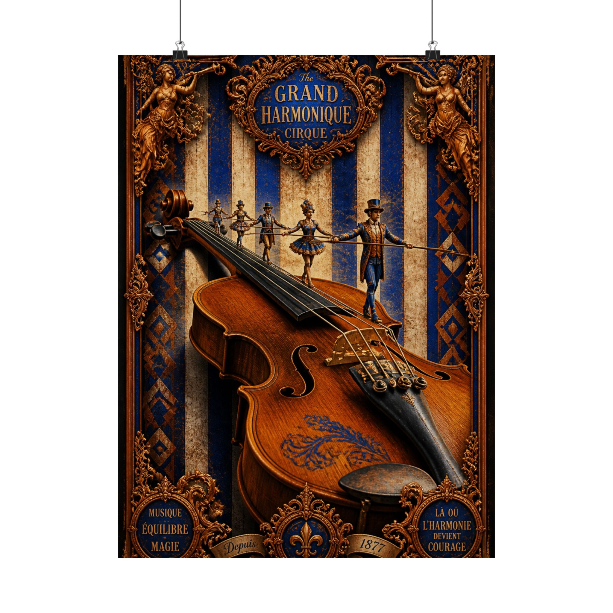 Violin Tightrope Bridge Wall Art Poster 18×24 Baroque Home Office Decor Maximalist Print
