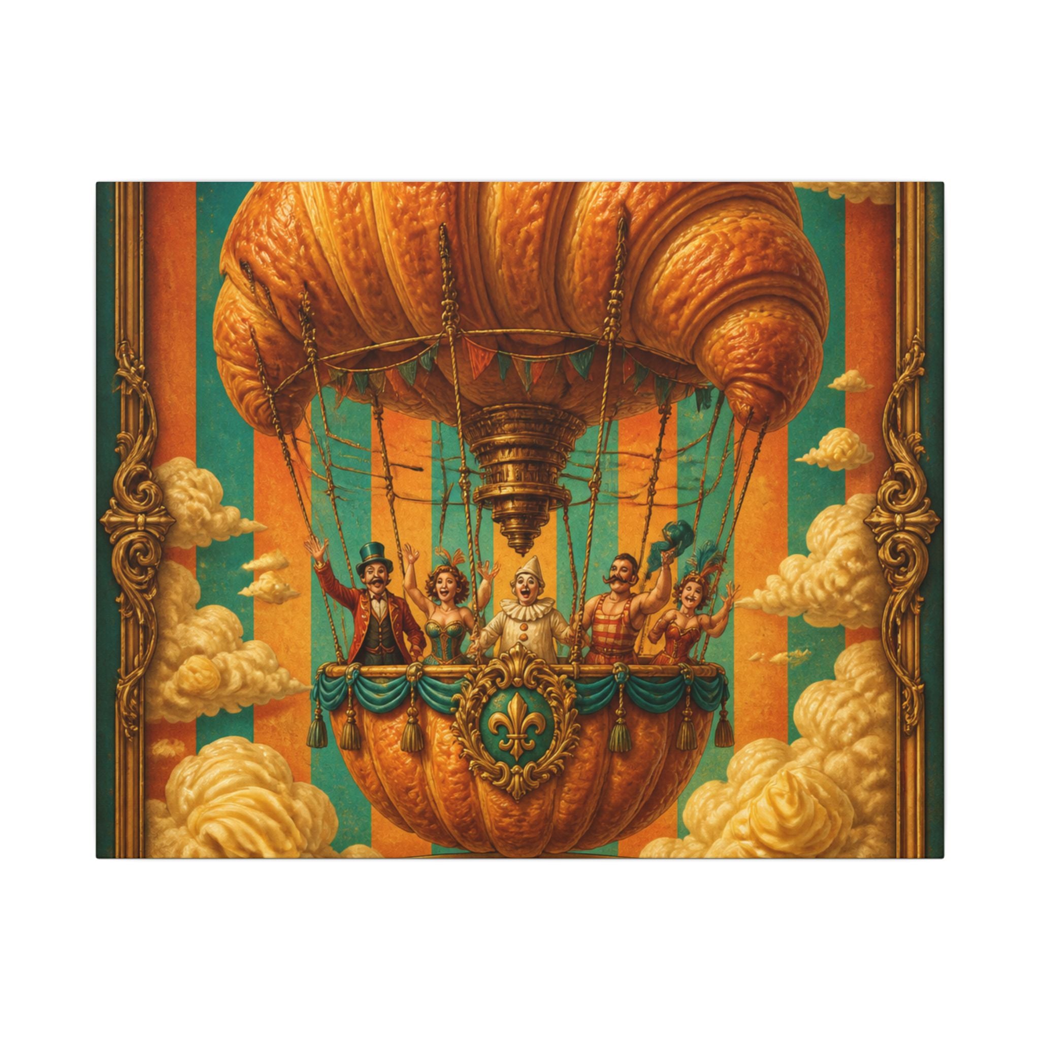 Croissant Hot Air Balloon Wall Art Canvas 24×36 Baroque Studio Decor Maximalist Print