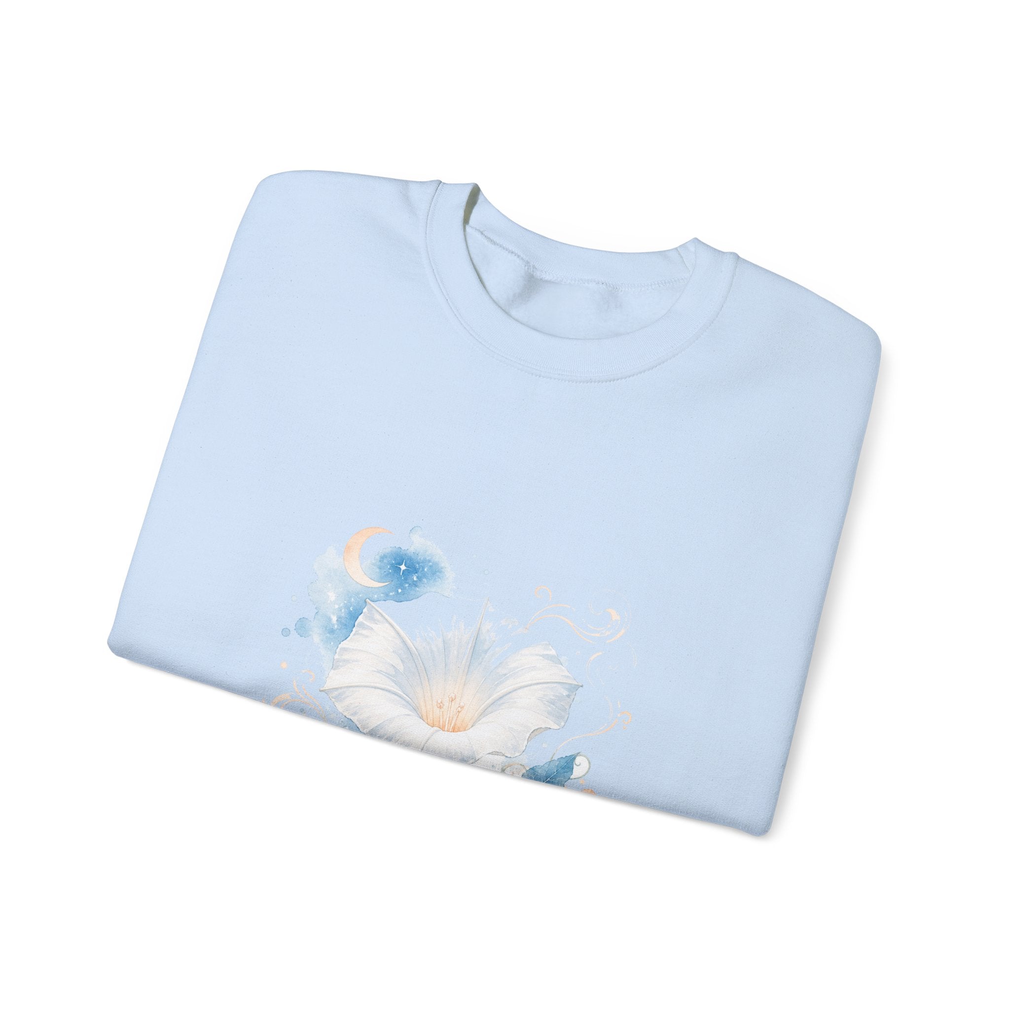 Matching Couple Sweatshirt - Sunflower & Moonflower Matching Couple Crewneck Sweatshirt Watercolor Art His Hers Engagement Gift - Design B
