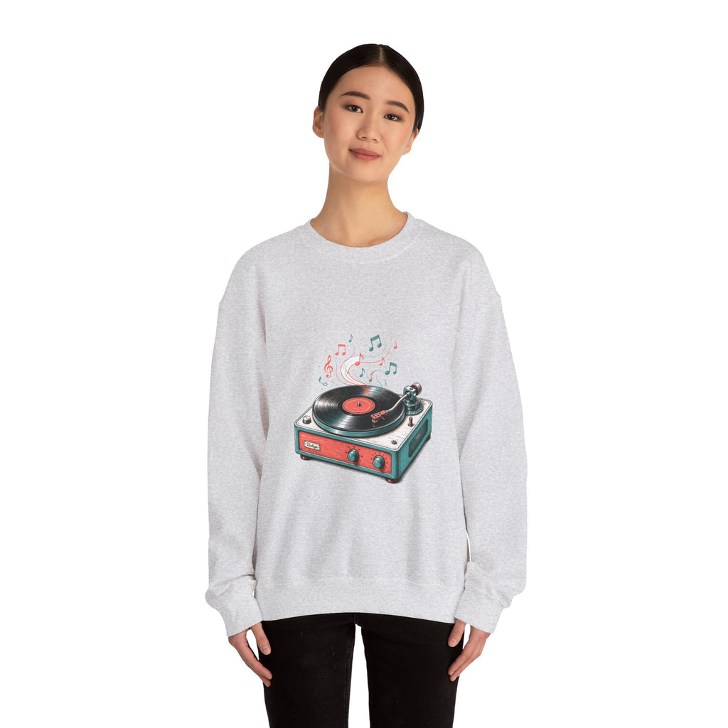 Matching Couple Sweatshirt - Vinyl & Cassette Matching Couple Comfort Colors Crew Hand-Drawn Art His Hers Anniversary Gift - Design A