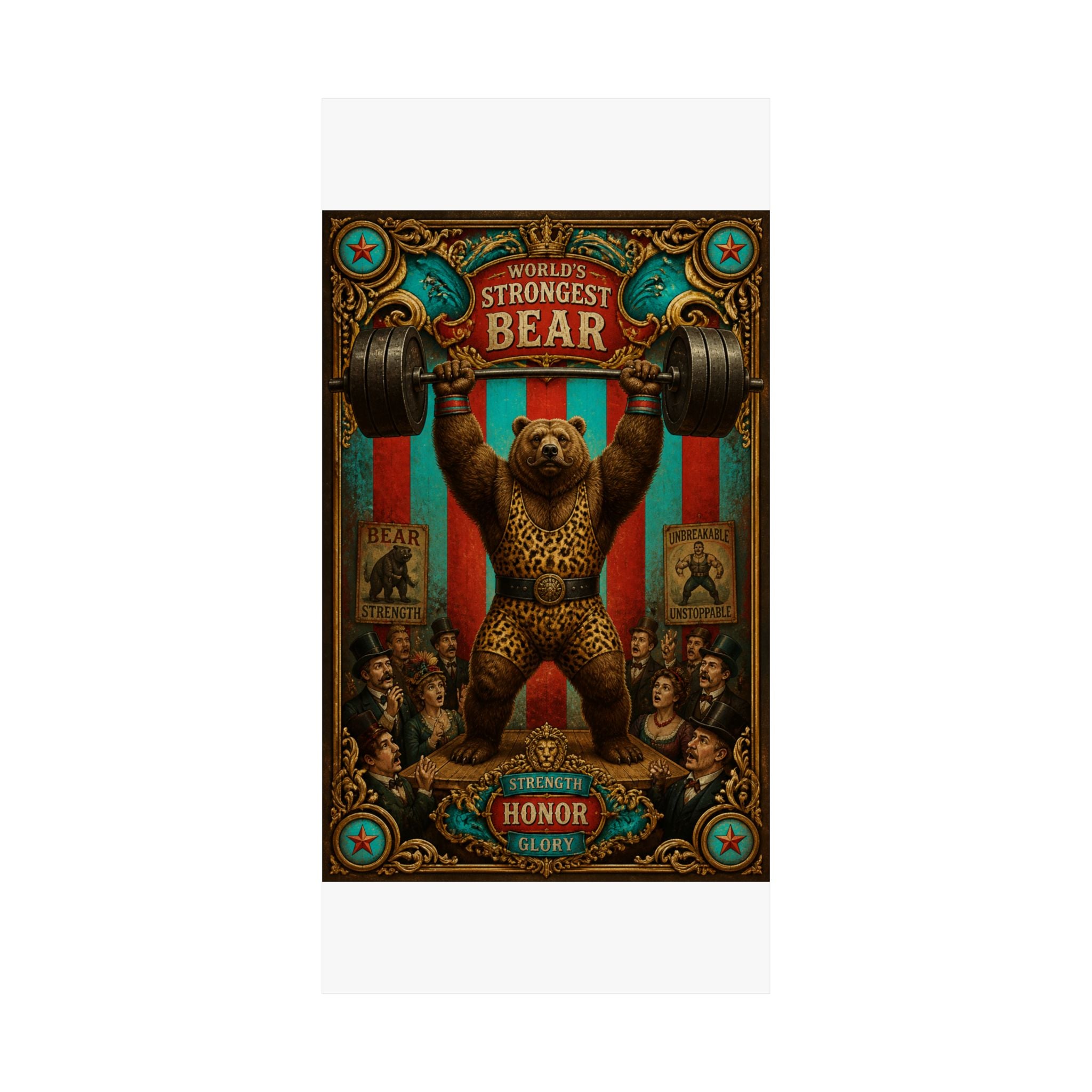 Strongman Bear Wall Art Poster 24×36 Baroque Studio Decor Maximalist Print