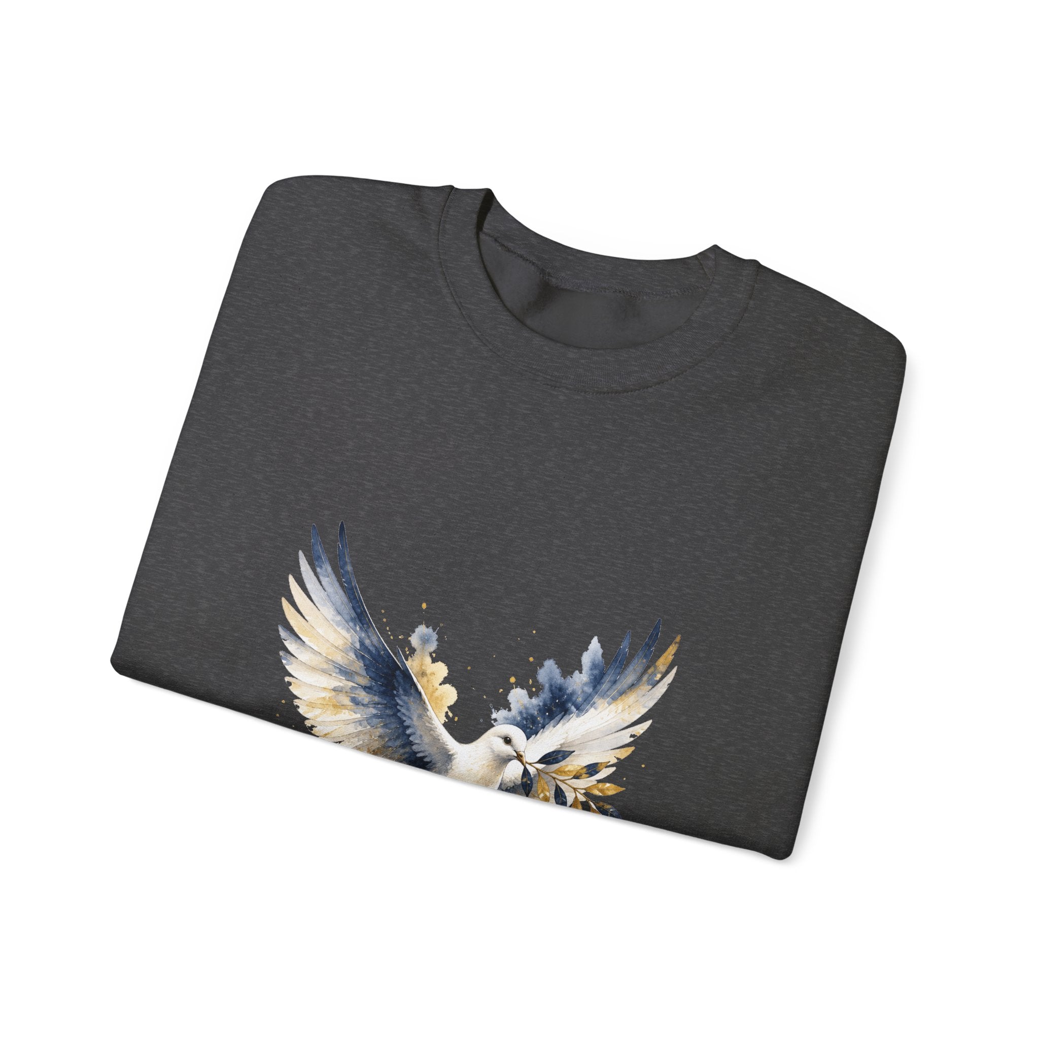 Matching Couple Sweatshirt - Wolf & Dove Matching Couple Comfort Colors Crew Watercolor Art His Hers Birthday Gift - Design B