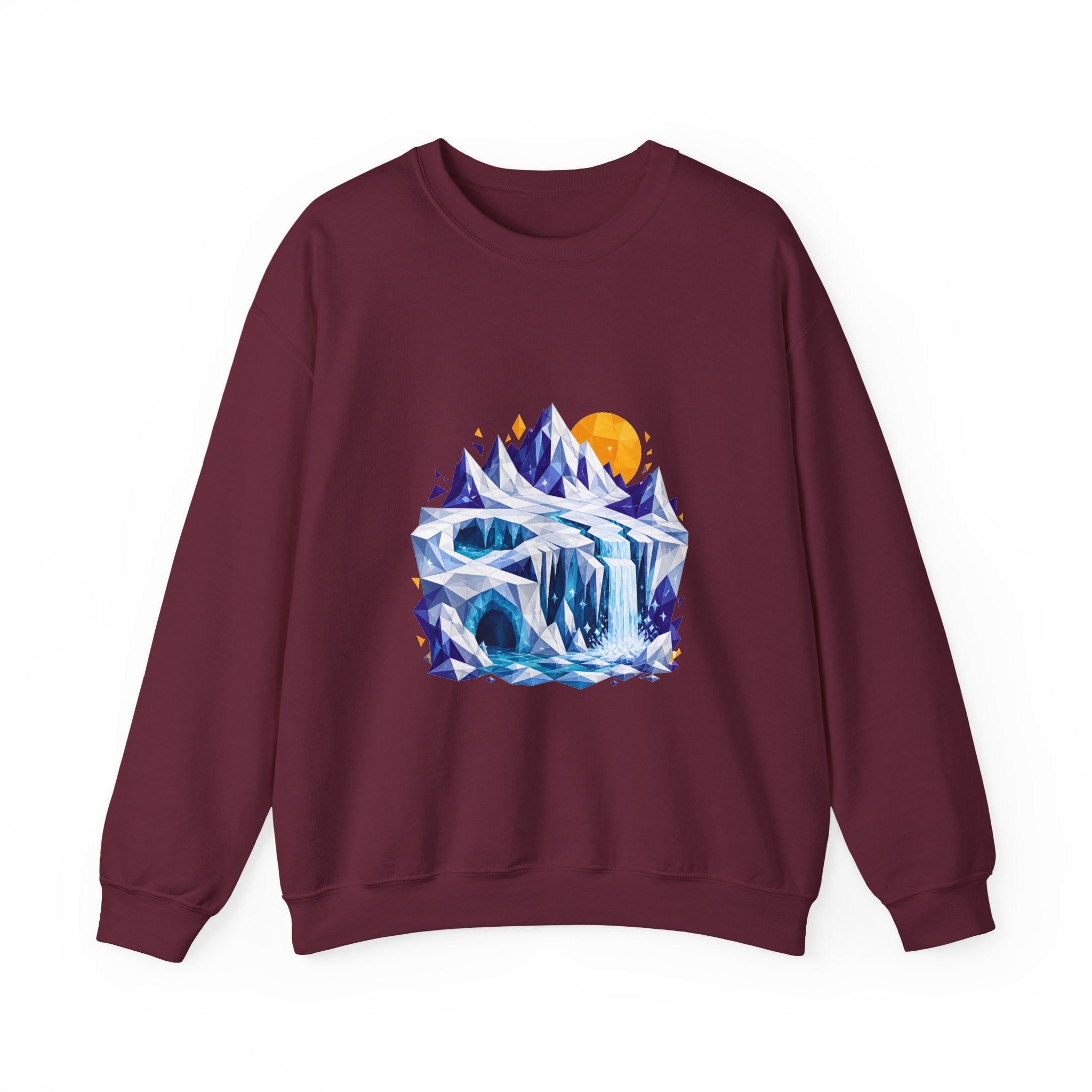 Matching Couple Sweatshirt - Volcano & Glacier Matching Couple Crewneck Sweatshirt Geometric Art His Hers Couple Gift - Design B