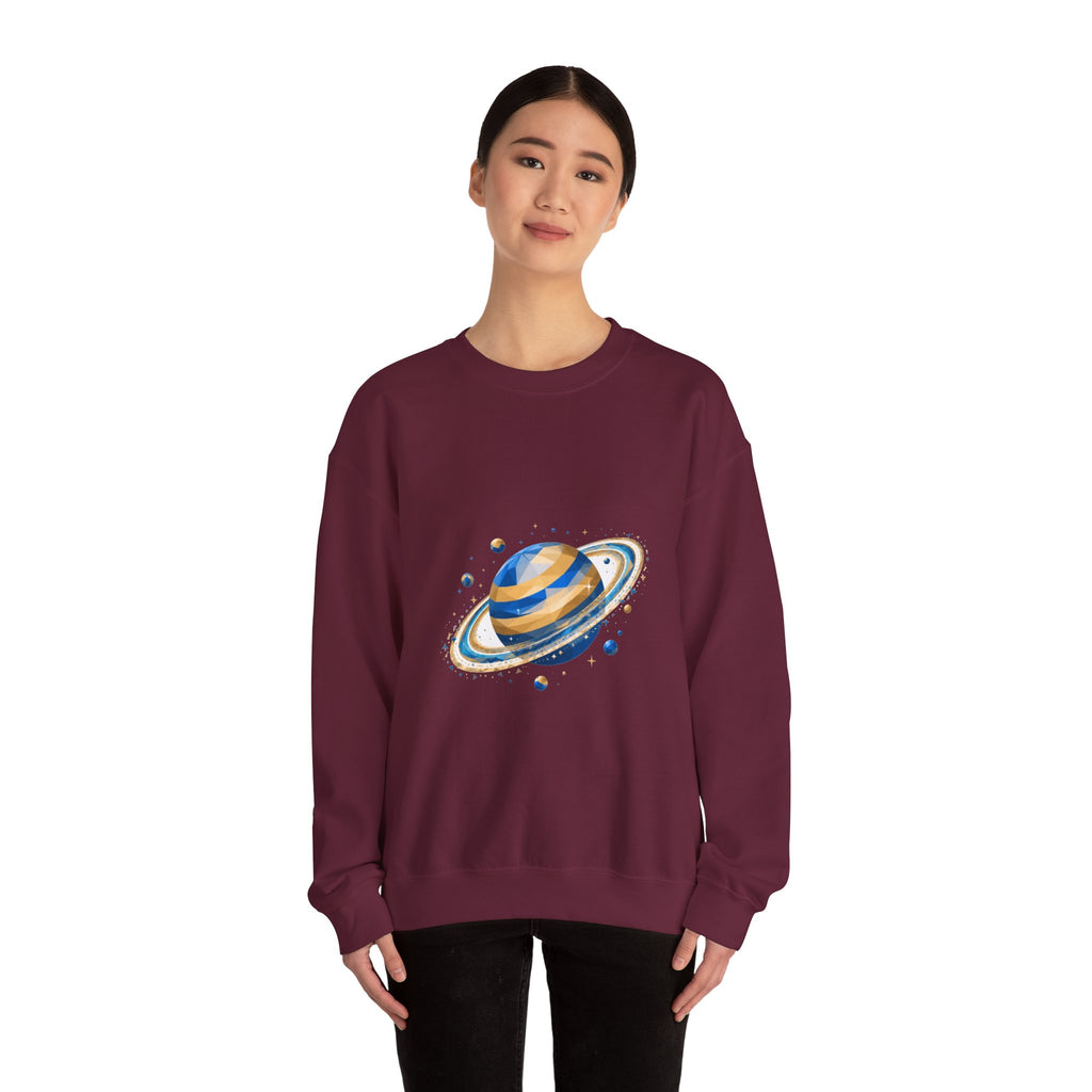 Matching Couple Sweatshirt - Astronaut & Planet Matching Couple Premium Fleece Sweatshirt Geometric Art His Hers Love Gift - Design B