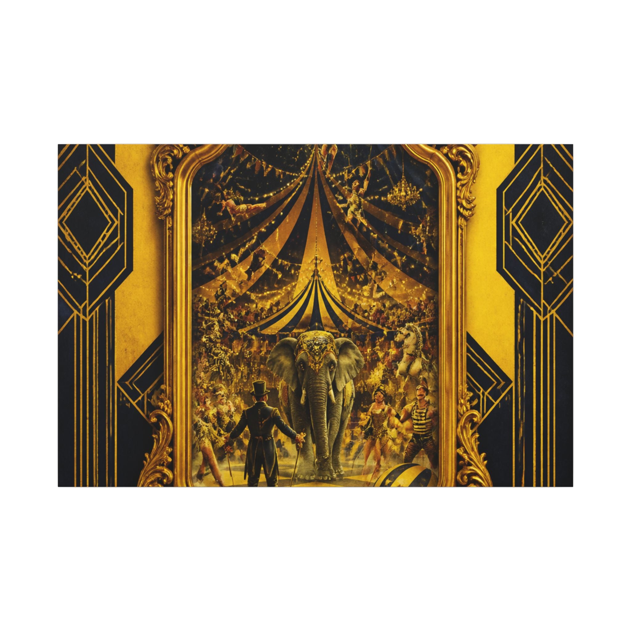 Vintage Mirror Circus Wall Art Canvas 16×20 Art Deco Entryway Decor Maximalist Print