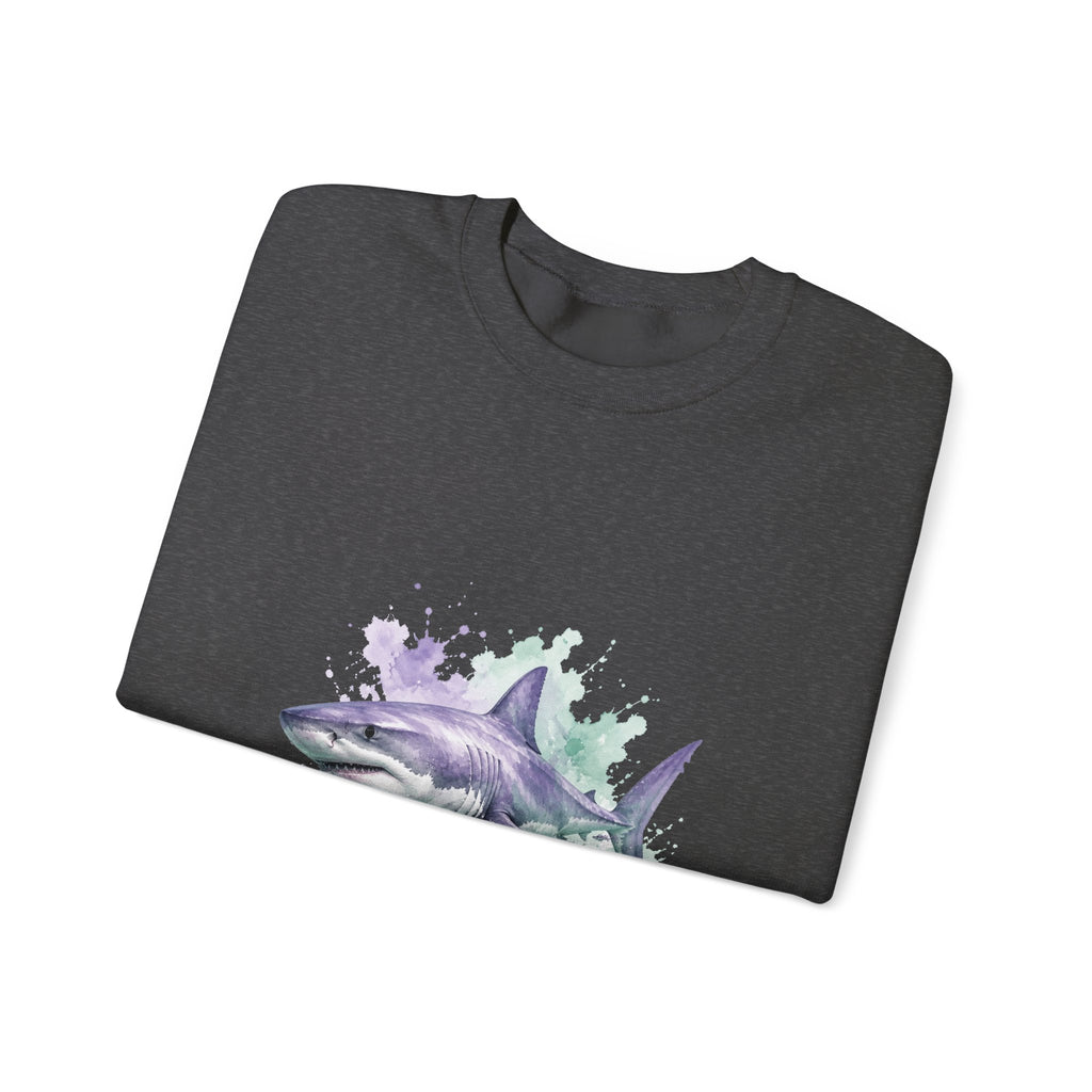 Matching Couple Sweatshirt - Shark & Dolphin Matching Couple Premium Fleece Sweatshirt Watercolor Art His Hers Birthday Gift - Design A