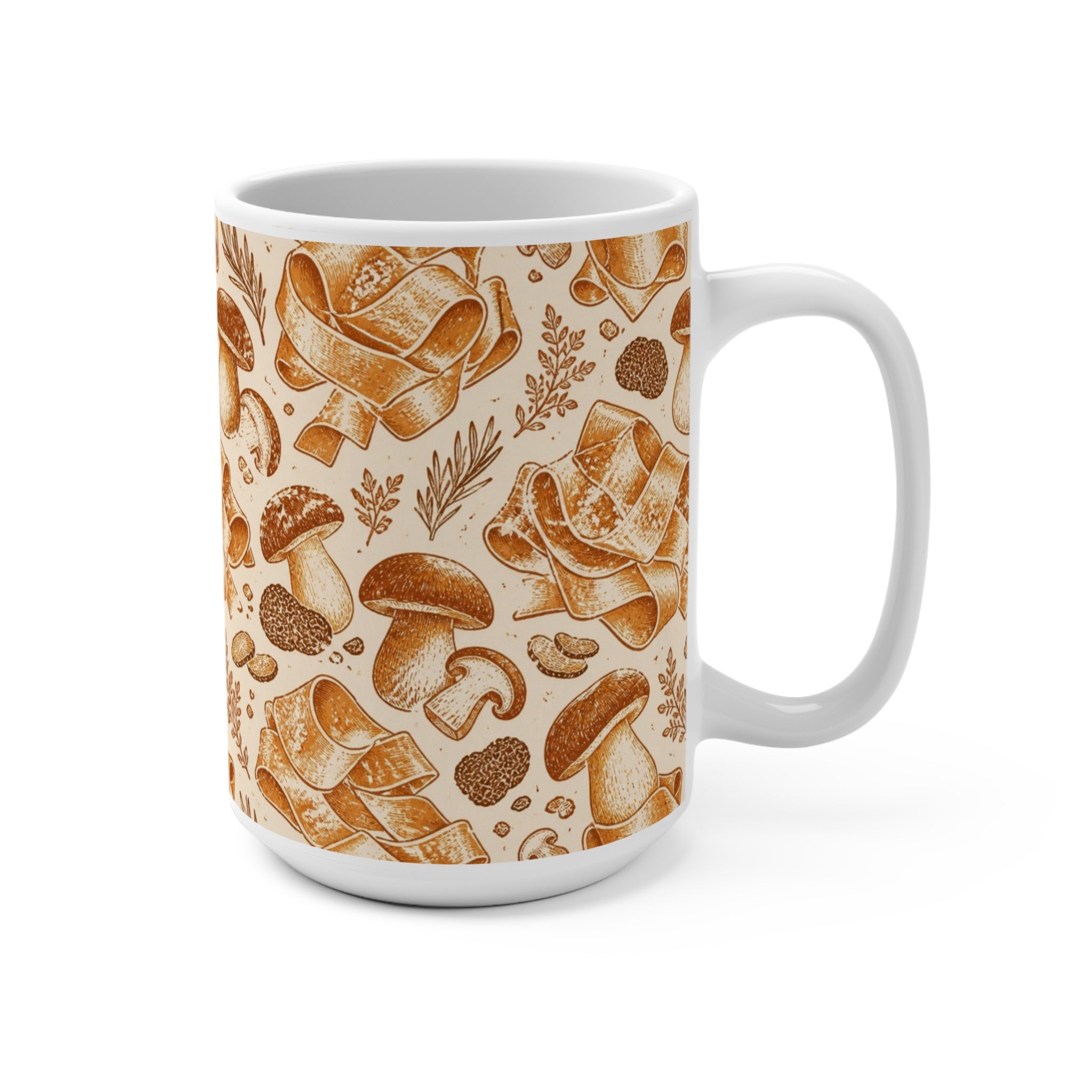 Pappardelle Ribbons 15oz Ceramic Mug Mediterranean Kitchen Linocut Design Italian Cottagecore Gift
